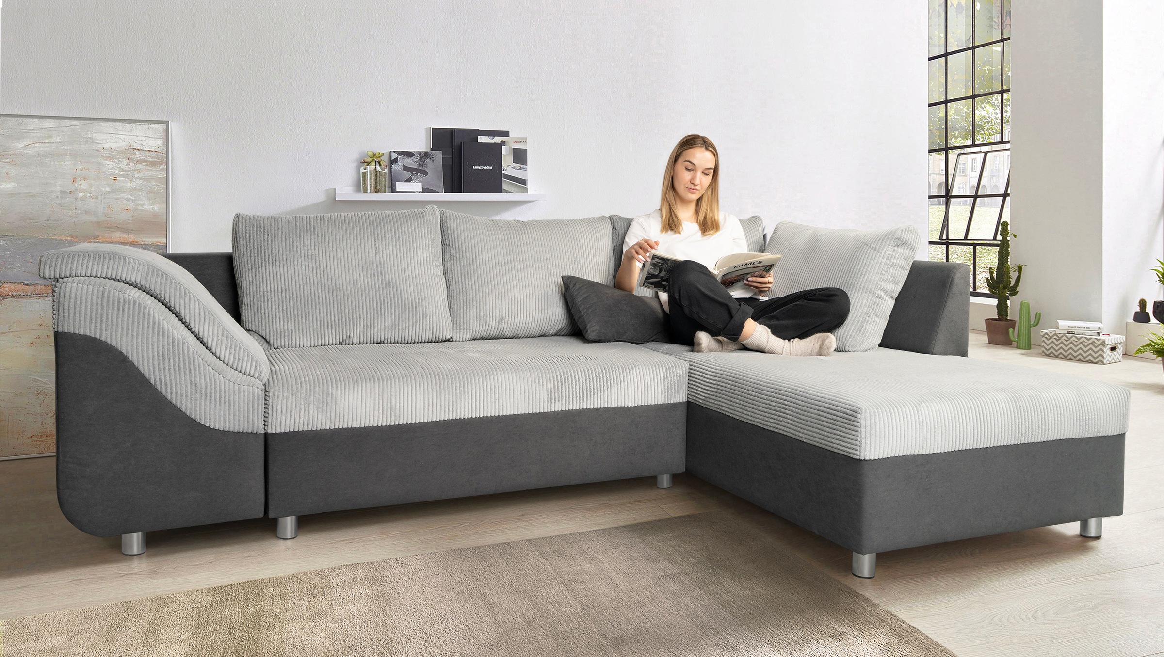 COLLECTION AB Ecksofa "Sally L-Form, B: 256 cm" 1 Zierkissen, optional Schlaffunktion & Bettkasten
