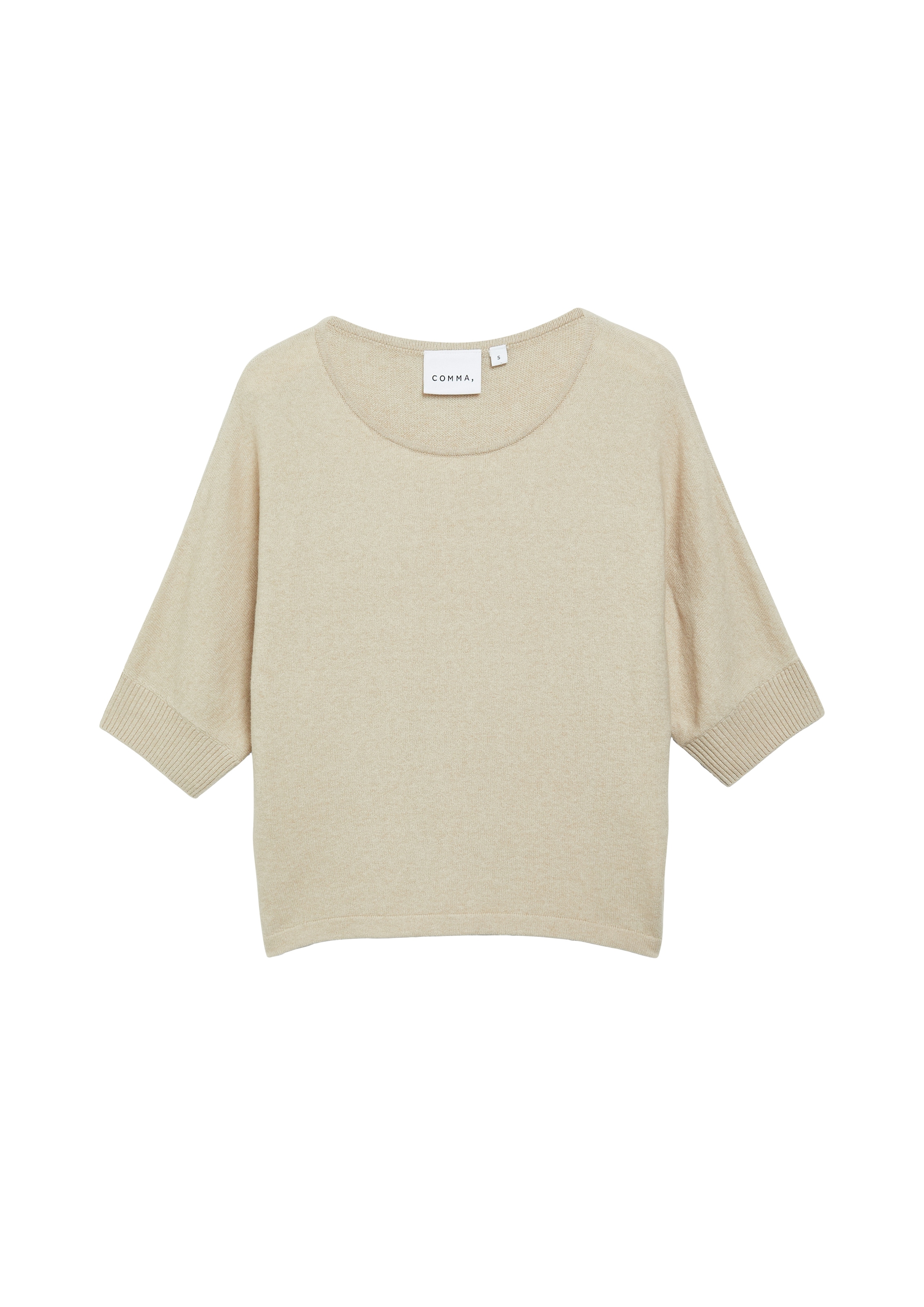 Comma Strickpullover Halbarm-Pullover mit Stretch
