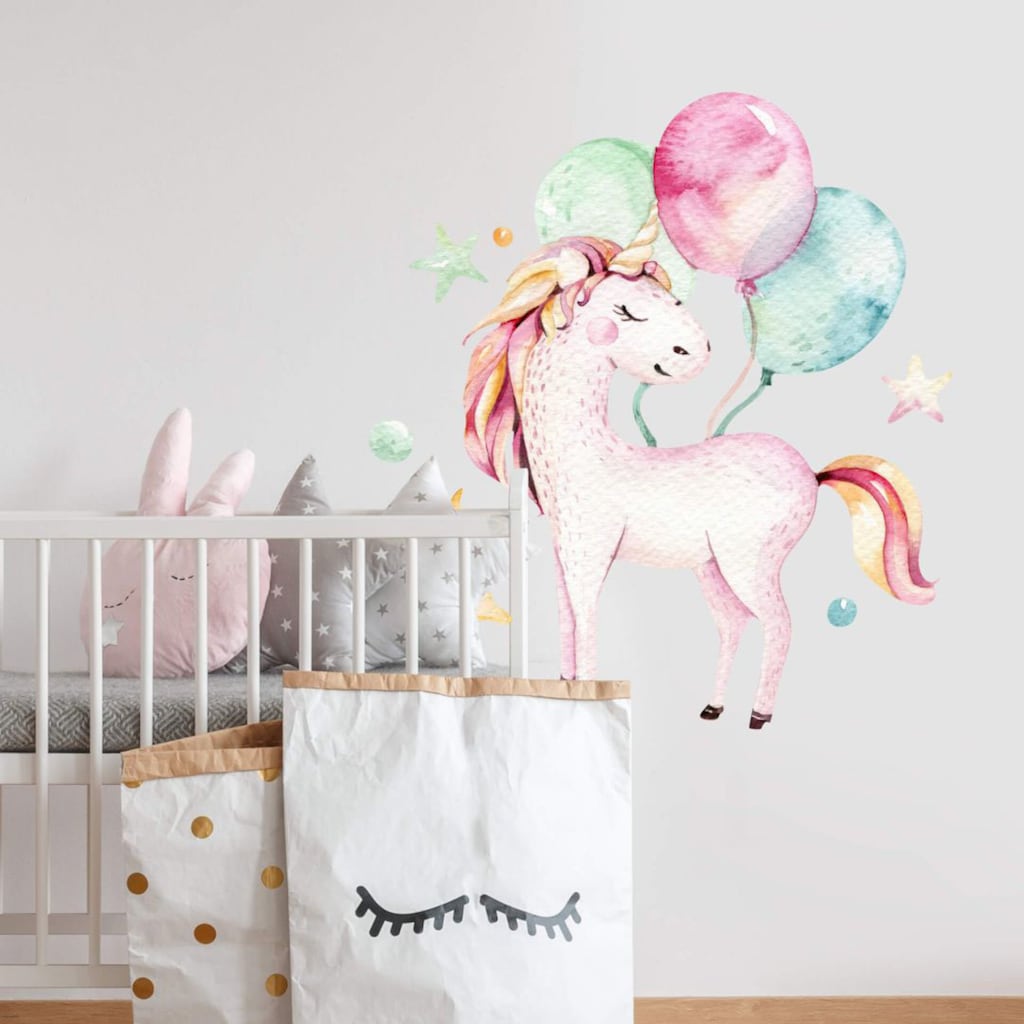 Wall-Art Wandtattoo »Kindergeburtstag Einhorn Deko«, (1 St.)