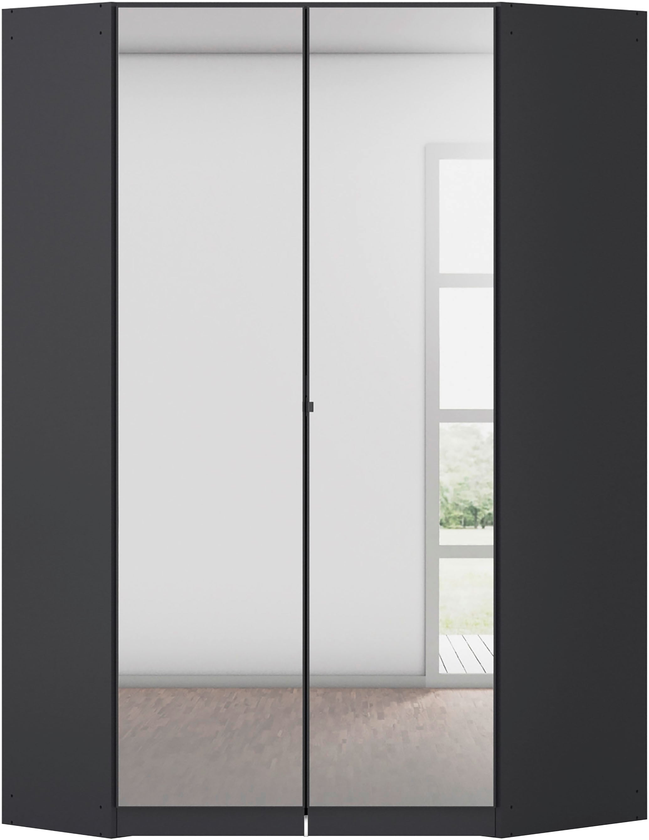 rauch Eckkleiderschrank "Kleiderschrank Schrank Garderobe Wäscheschrank COSTA Größe 117x104 cm" in 3 Ausstattungen BASIC/CLASSIC/PREMIUM, mit Spiegel, voll ausgestattet mit viel Stauraum MADE IN GERMANY
