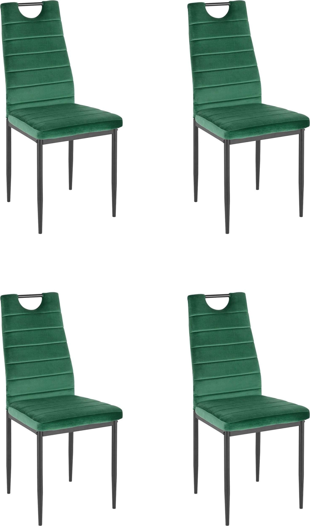 INOSIGN Essgruppe »Silvi-Mandy«, (Set, 5 tlg., Set 110 cm), Glastisch 110x110 cm mit 4 Stühlen (Veloursstoff), Gestell aus Metall