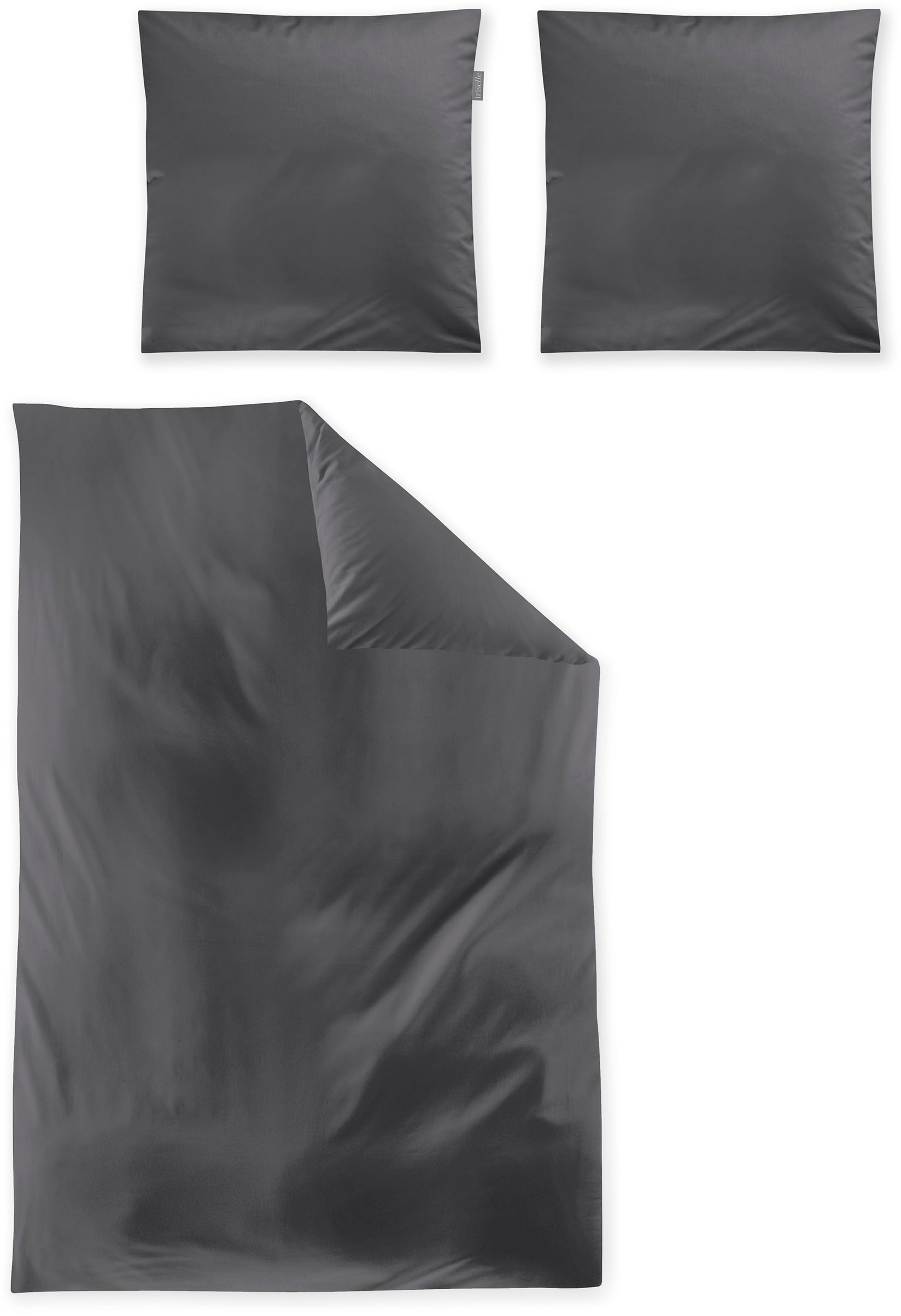 Irisette Bettwäsche "Premium Satin Bettwäsche Paris" 2 Stk. hochwertige Uni Premium Bettwäsche mit Reißverschluss, 100% Baumwolle