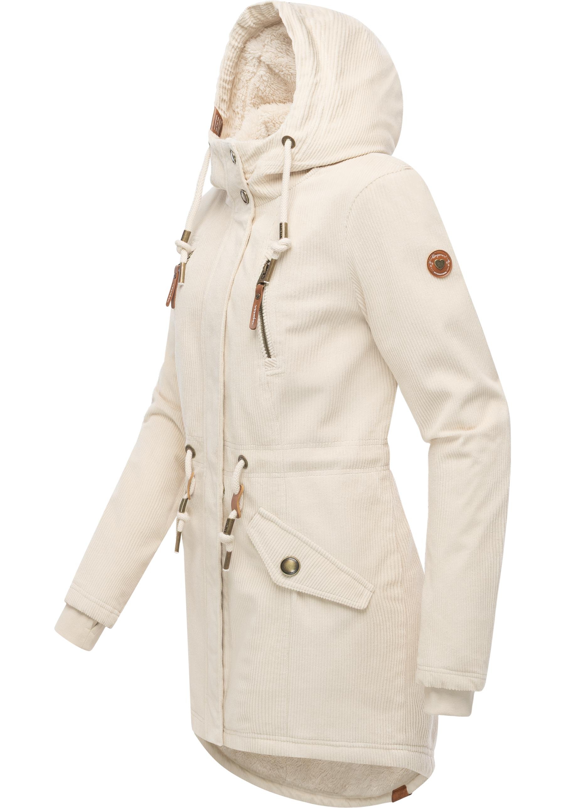 Ragwear Kurzmantel »Ellsie Cordy YOUMODO«, Warmer Winterparka Kordmantel mit Taillenzugkordeln