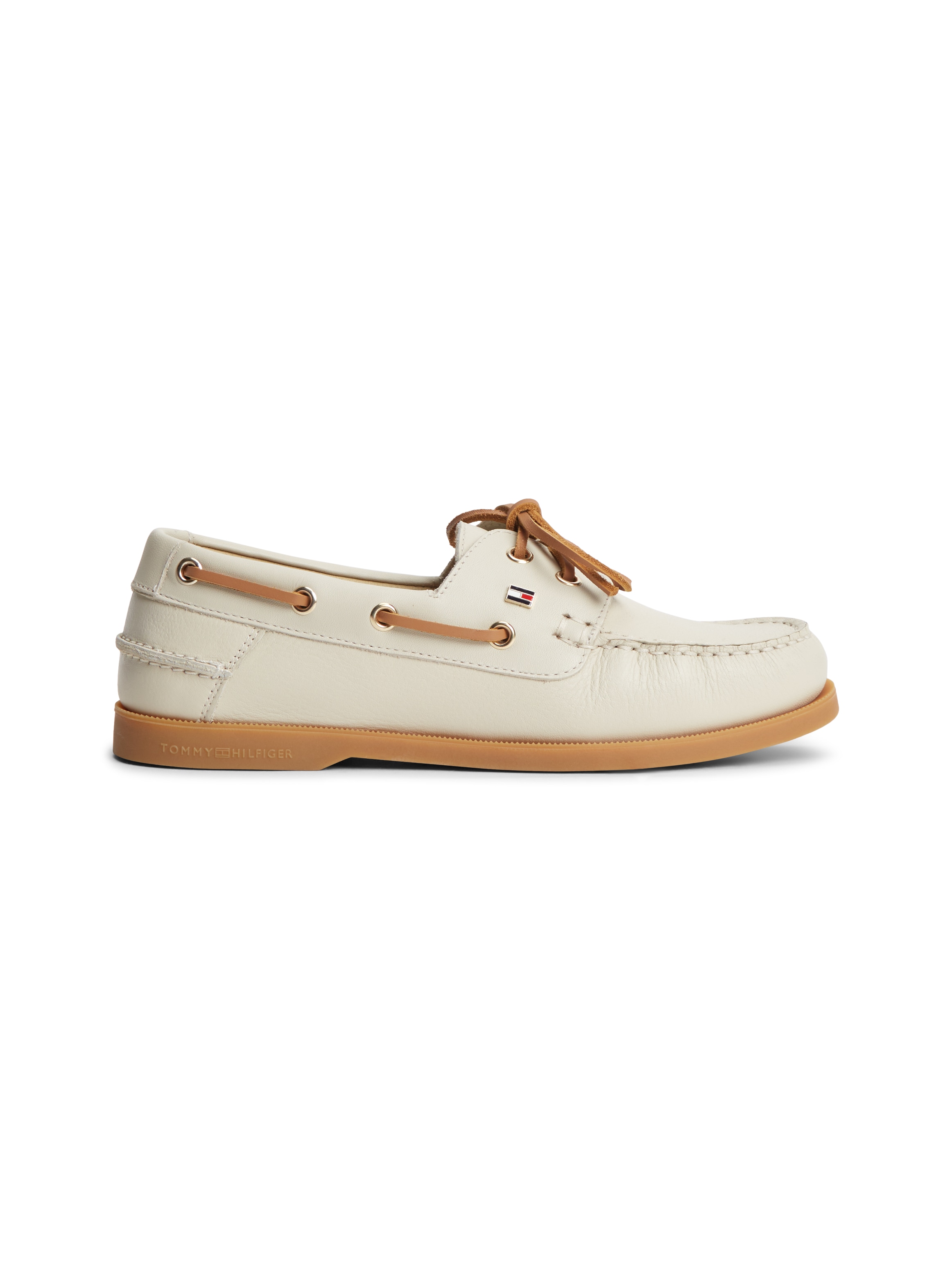 Tommy Hilfiger Bootsschuh »TH FLAG BOAT SHOE CORE LEATHER«  Schnürschuh, Sommerschuh mit modischen Durchzügen