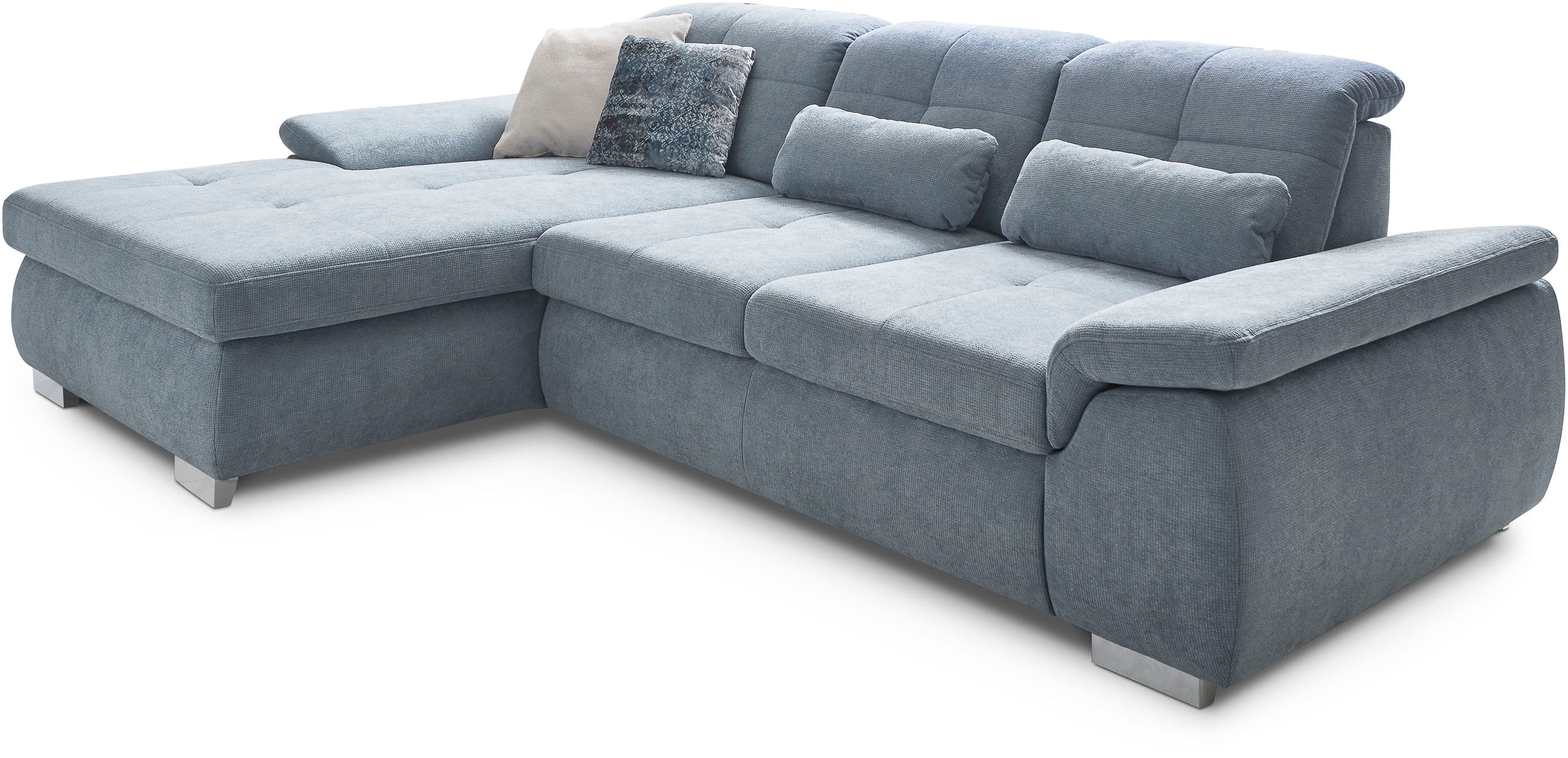 Die PlanBar Ecksofa "MP-IN16037 L-Form, Breite 289 cm, mit Kaltschaum-Polsterung" mit Sitztiefenverstellung & Zierkissen