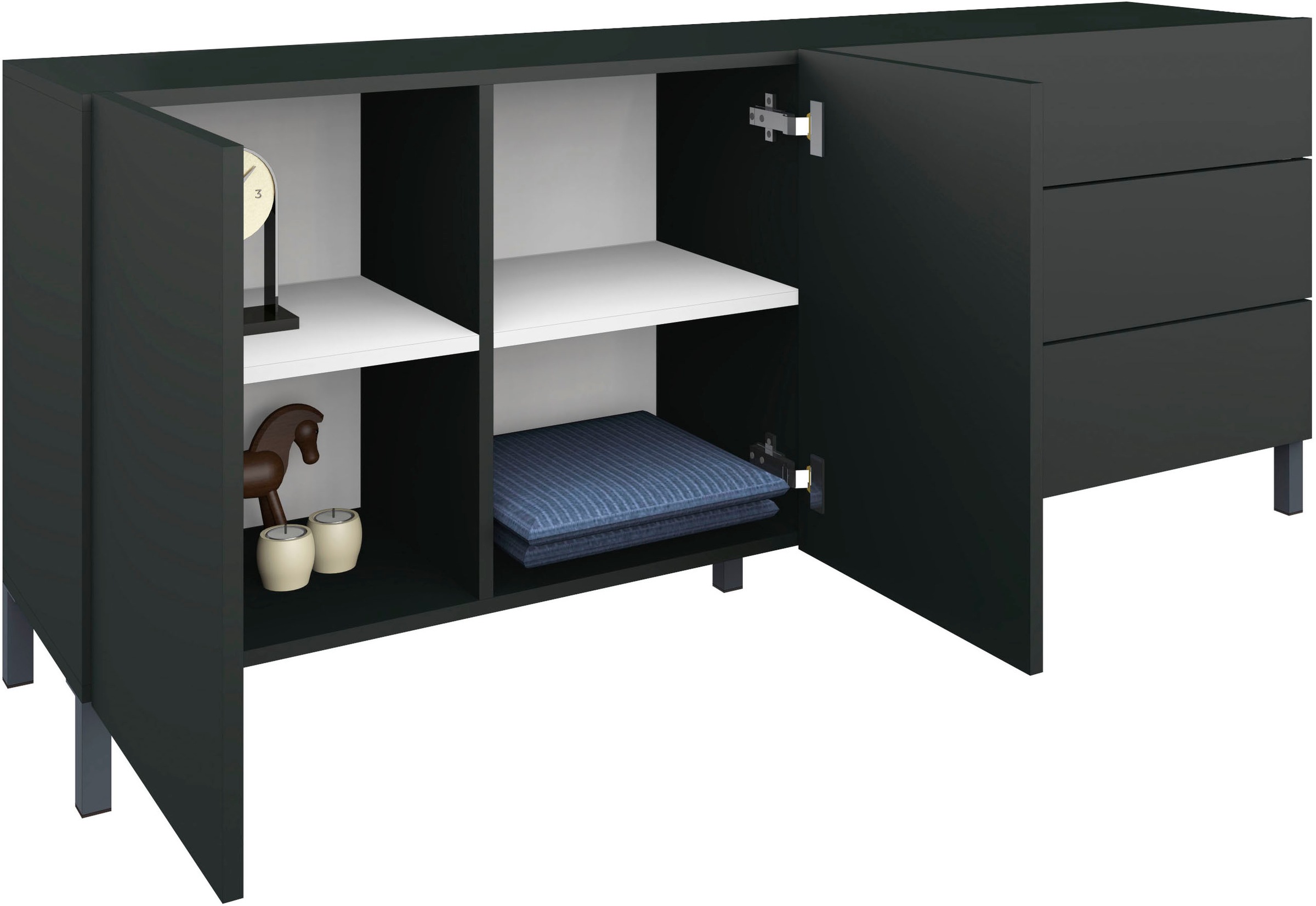 borchardt Möbel Sideboard, Metallfüße, grifflose Optik