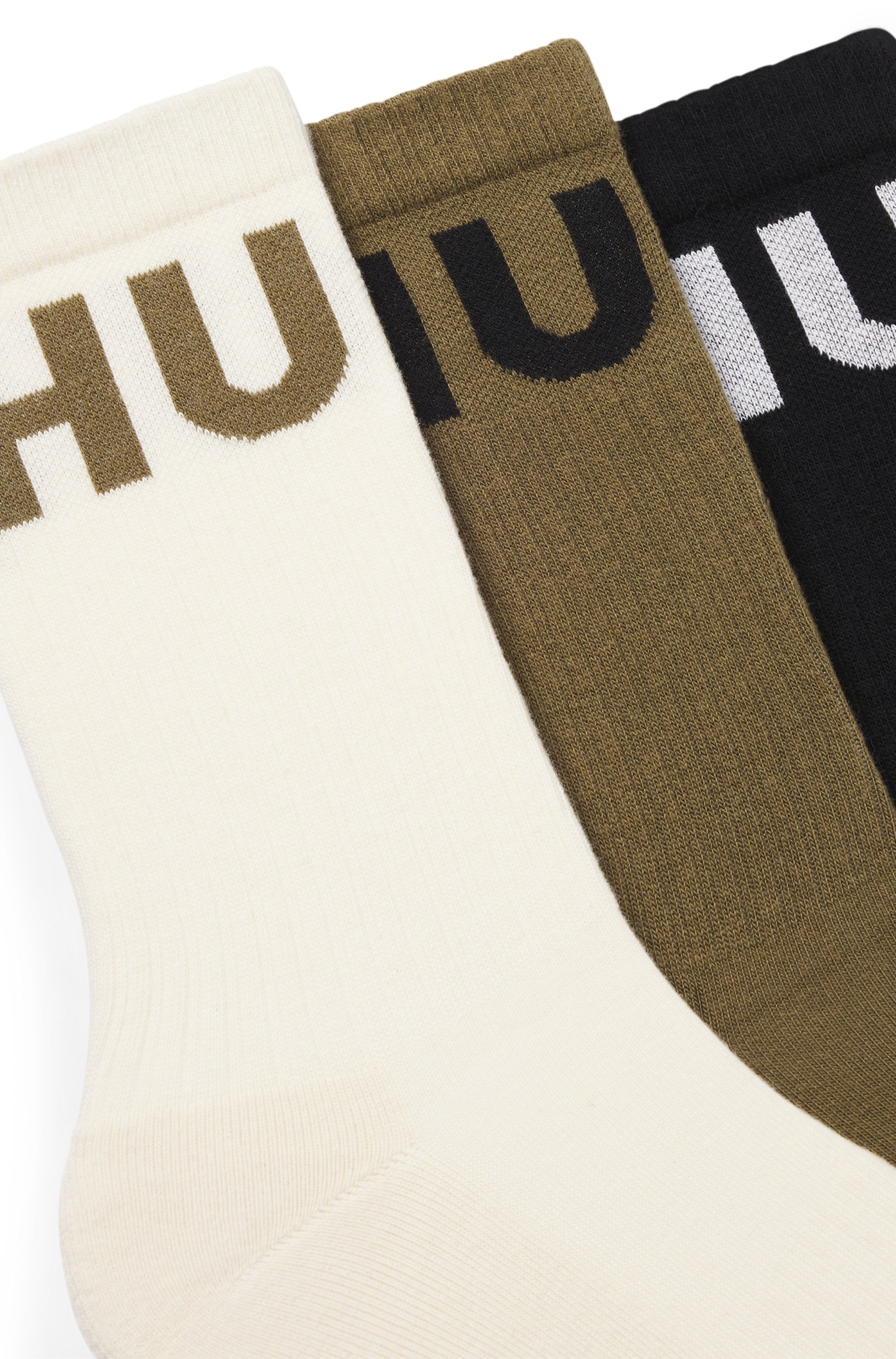 HUGO Underwear Freizeitsocken »3P QS ICONIC CC 1«, (Packung, 3 Paar, 3er), mit HUGO Logostickerei in Kontrastfarbe
