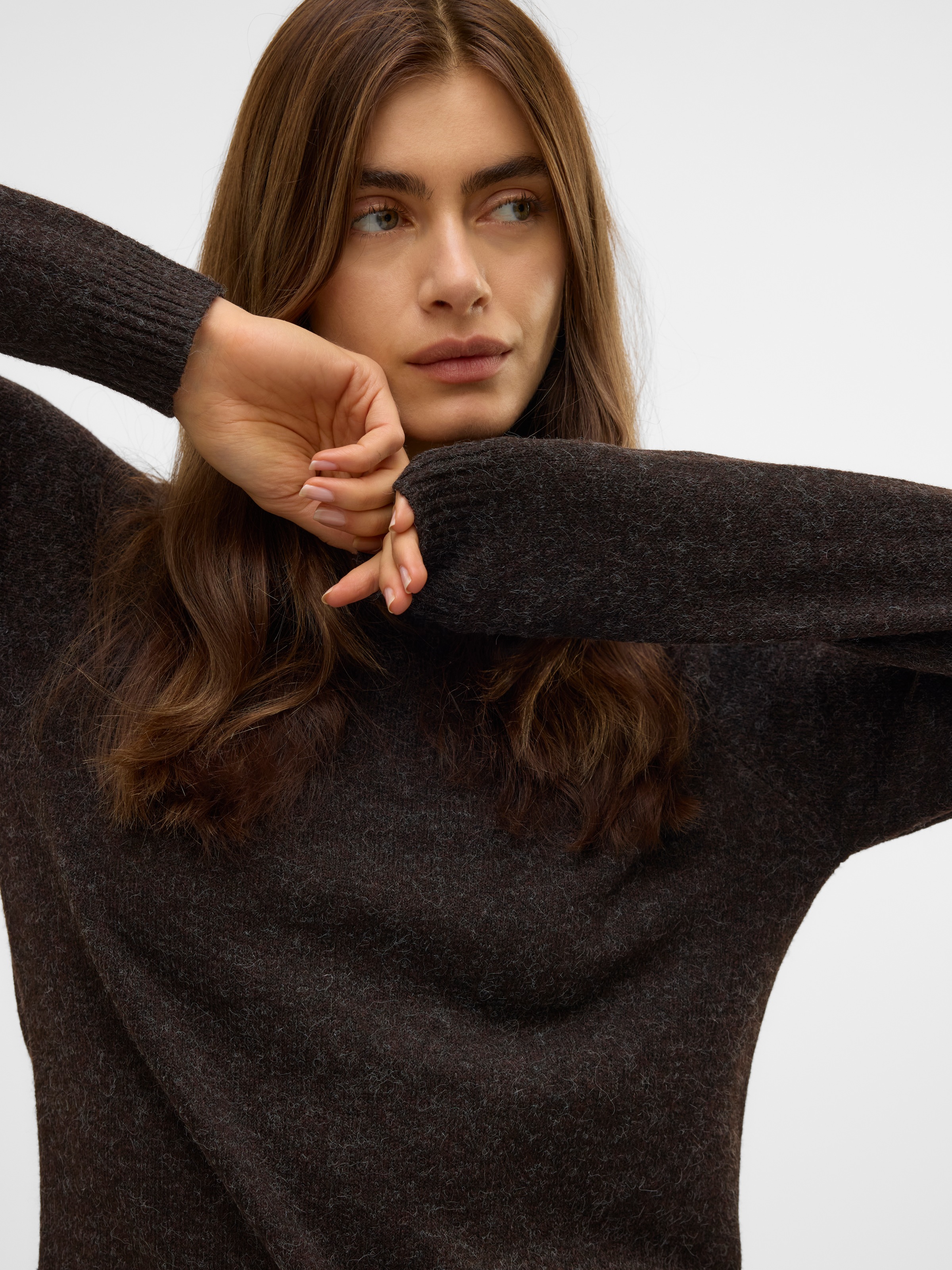 Thumbnail - Vero Moda Rundhalspullover "VMDOFFY LS O-NECK BLOUSE GA NOOS" Materialmix, regular fit