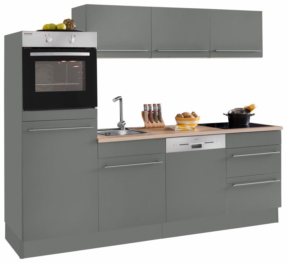 Küche »Bern«, Breite 240 cm, mit E-Geräten, Stärke der Arbeitsplatte wählbar