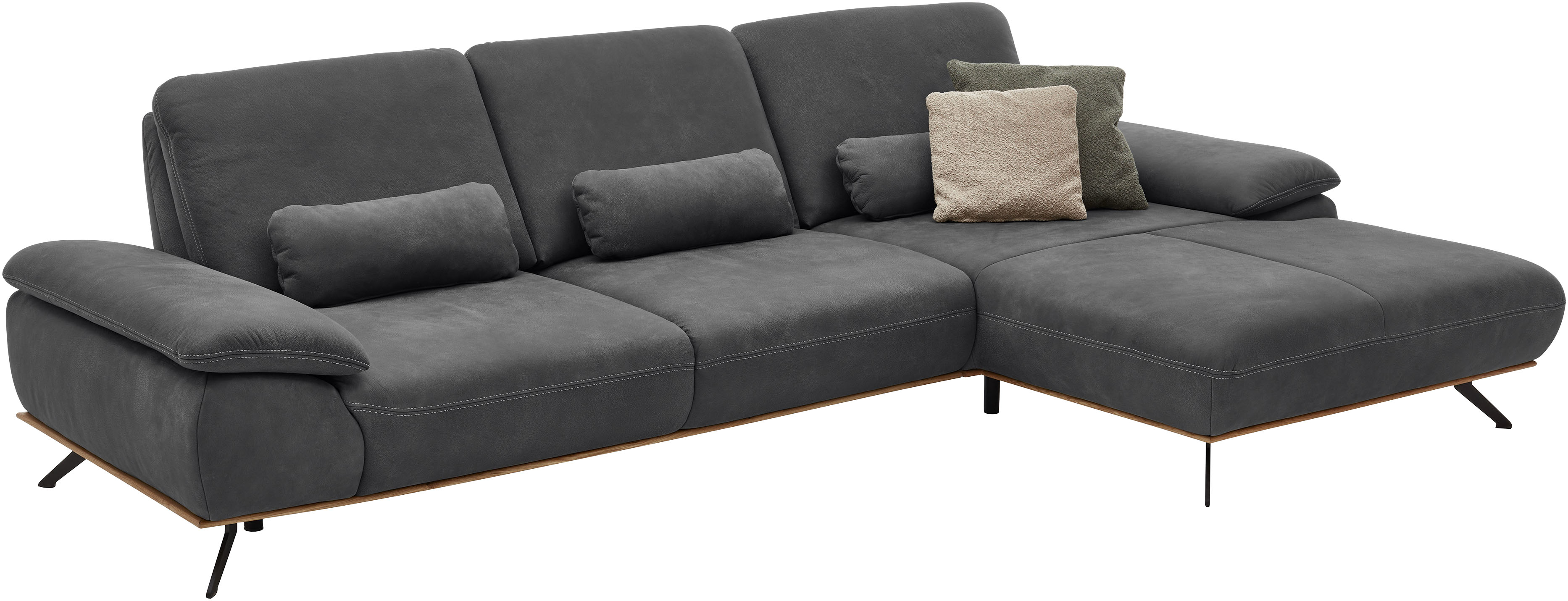 Thumbnail - Die PlanBar Ecksofa "PN-EM18063 L-Form", wahlweise mit echt bezogenem Rücken und Sitztiefenverstellung