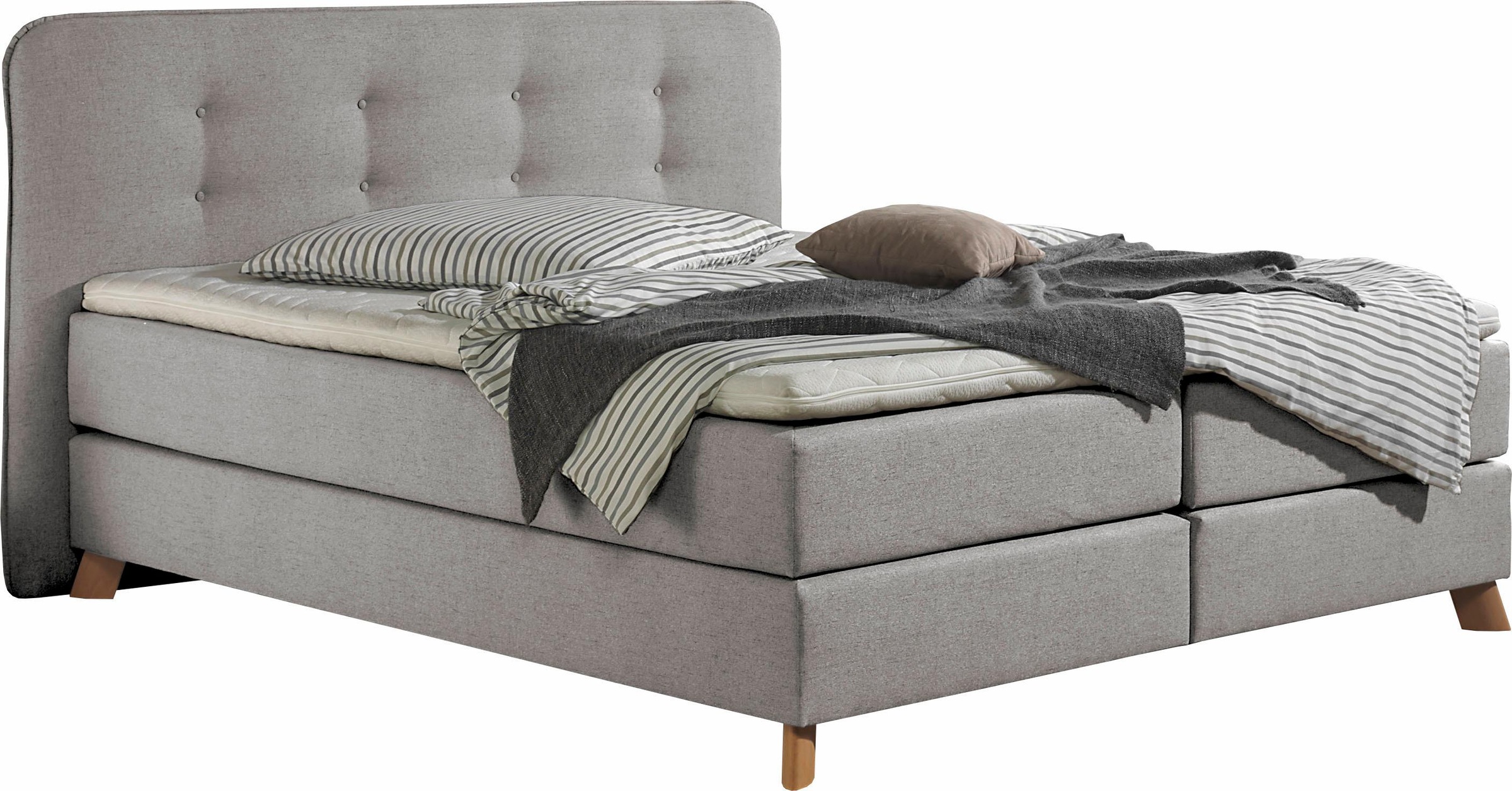 Home affaire Boxspringbett »Cecina«, in 5 Breiten, 3 Ausführungen, 2 Härtegrade, Knopfheftung, Topper
