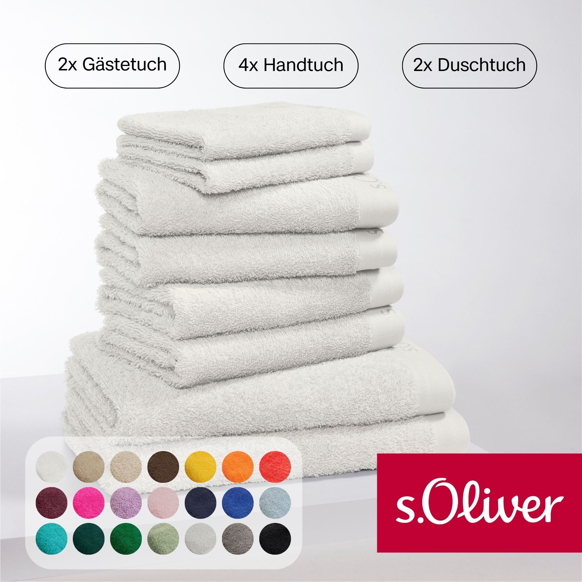 s.Oliver "s.Oliver, Premium Qualität, 600 gr/m²" Set 8 Stk. Walkfrottier 2 Gästetücher 30x50, 4 Handtücher 50x100, 2 Duschtücher 70x140
