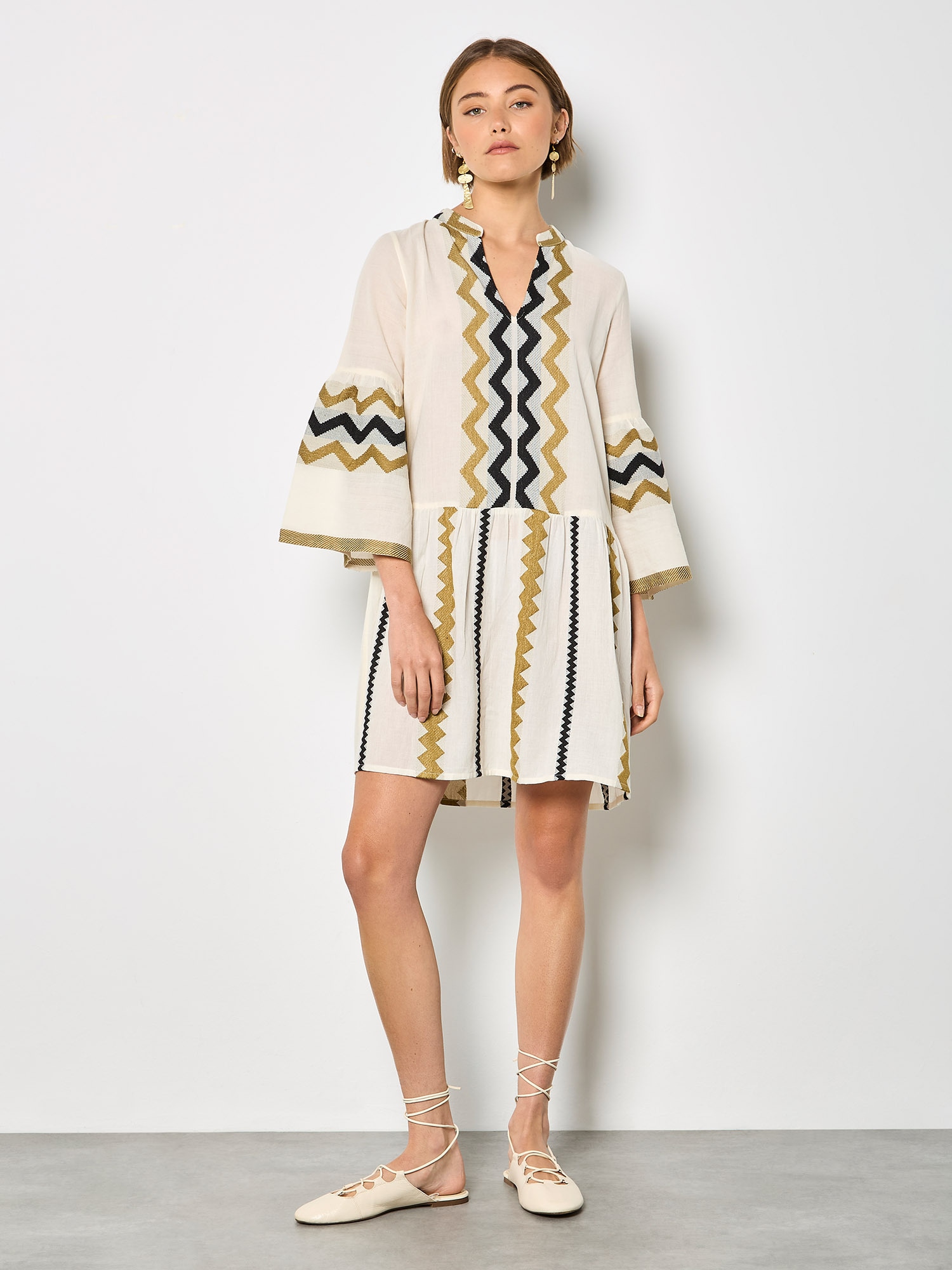 Apricot Abendkleid "Tunika-Kleid" mit Chevron-Muster