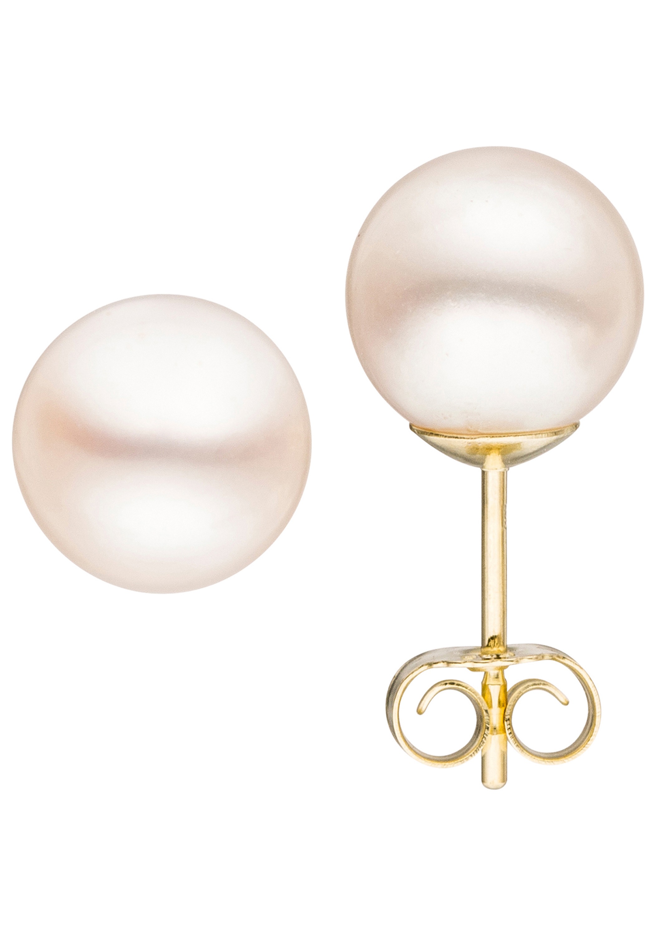 Paar Ohrstecker JOBO, gold (gelbgold 333), Ohrringe, Damen, 8,5mm, Gelbgold 333 Perlen, Gelbgold 333, Perlen, 333 Gold mit Süßwasser-Zuchtperlen 8,5 mm