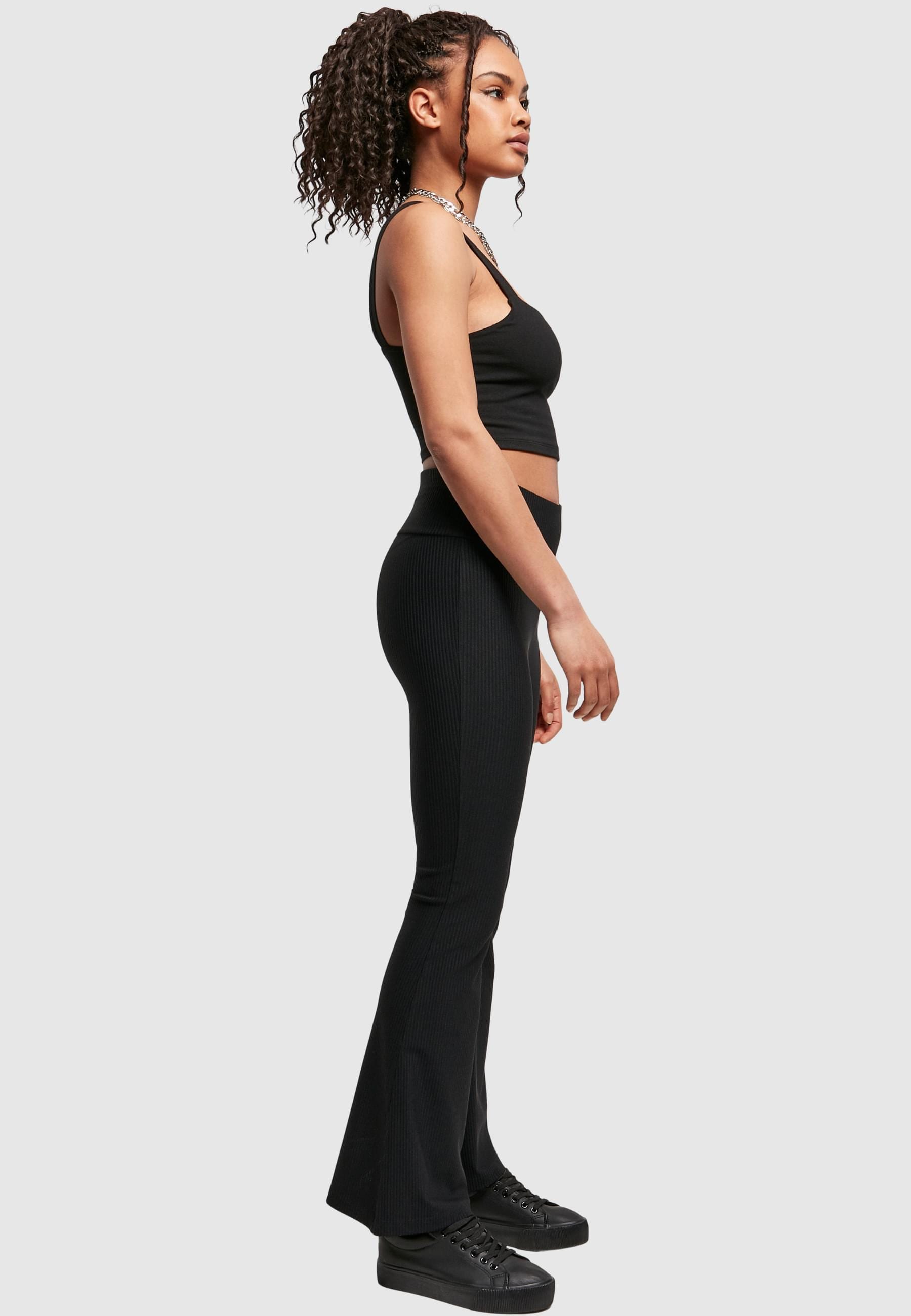 URBAN CLASSICS Leggings »Urban Classics Damen Ladies High Waist Rib Boot Cut Leggings«, (1 tlg.)