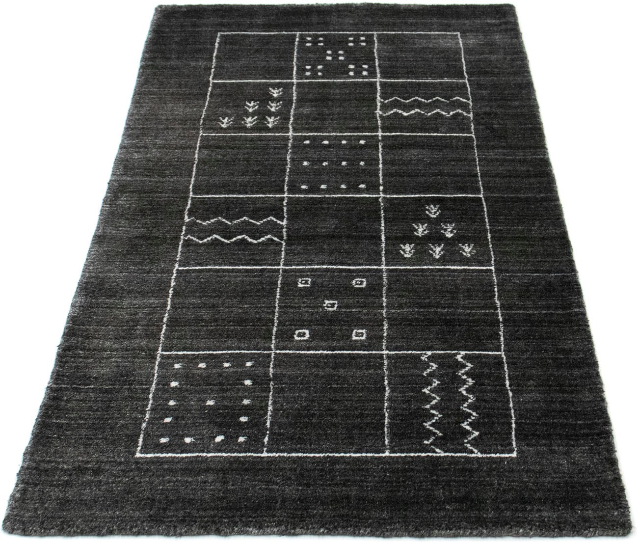 Wollteppich »Vintage Teppich handgeknüpft schwarz«, rechteckig, Vintage Design