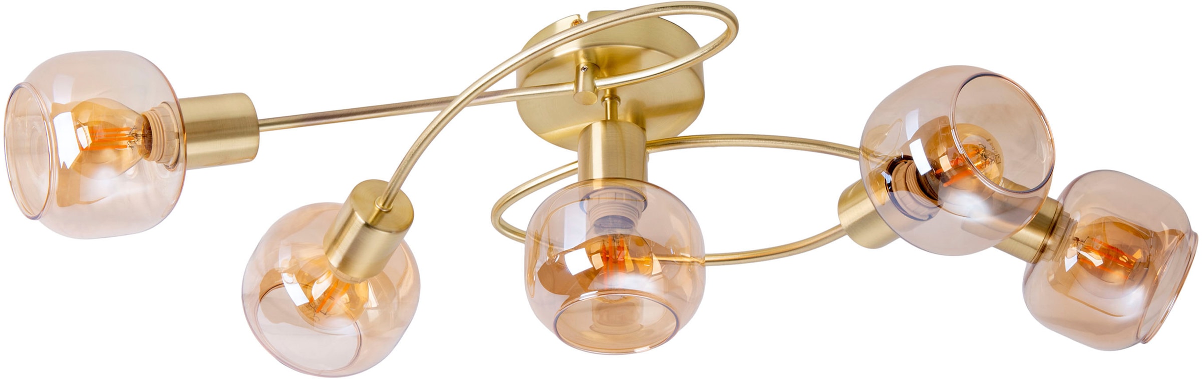 näve Deckenstrahler »Libby«, 5 flammig-flammig, 5flg. flexibel verstellbare  Glasschirme in amber getönt excl. 5xE14 kaufen | BAUR