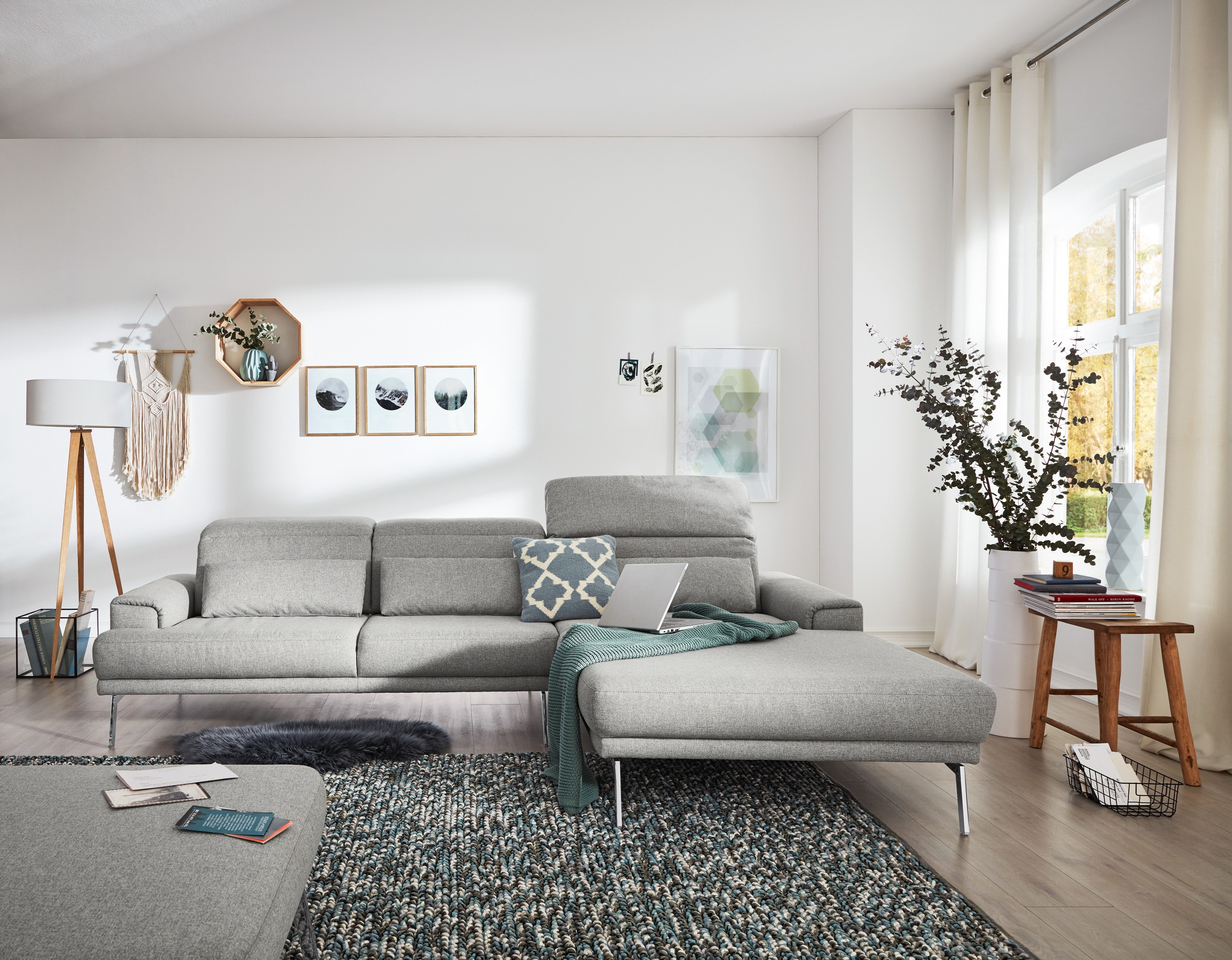Musterring Ecksofa »MR 4580«, mit Kopf- und Sitztiefenverstellung, Metallfuß chrom, 288 x 193/220cm