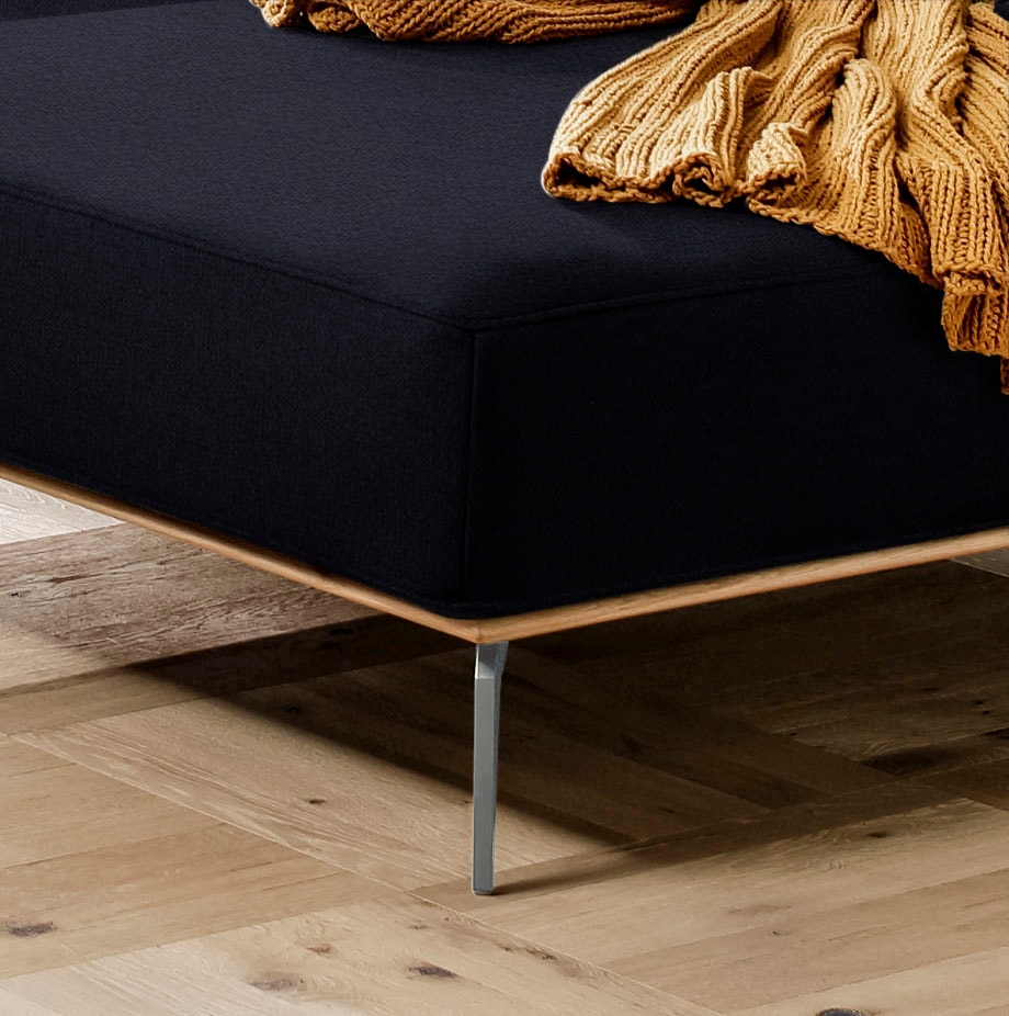 W.SCHILLIG Ecksofa »run, Designsofa mit tollem Sitzkomfort, bequem, L-Form«, mit elegantem Holzsockel, Füße in Silber matt, Breite 279 cm