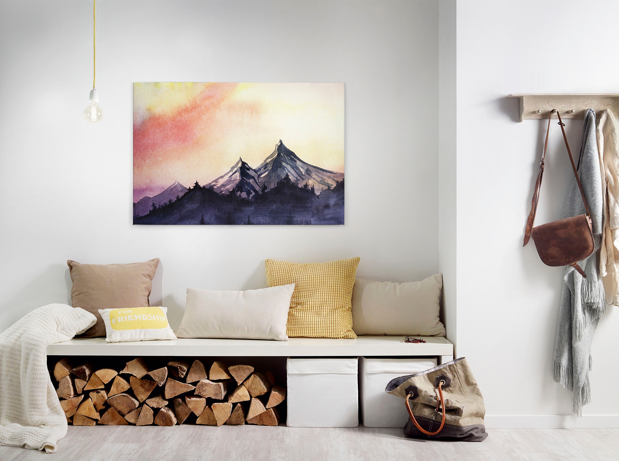 A.S. Création Leinwandbild "Mountain Paint" Kunst Wald 1 Stk. tlg. Berg Bild Landschaft Keilrahmen Leinwand-Bild Wohnzimmer modern Kinder