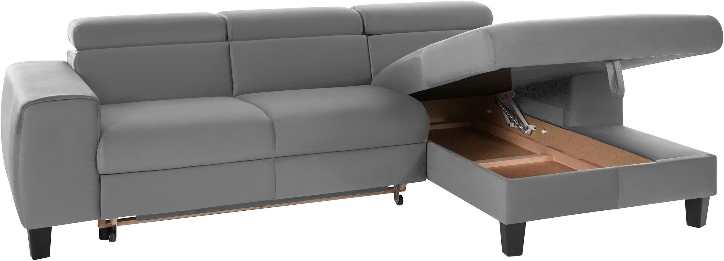 COTTA Ecksofa »Morven L-Form mit Kopfteilverstellung«, wahlweise mit Bettfunktion, Bettkasten & Wireless-Charger