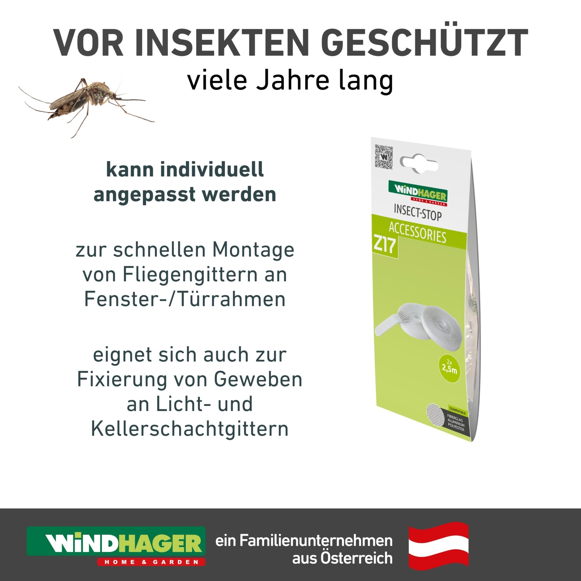 Windhager Klett-Klebeband »zur Befestigung von Fliegengittergewebe am Fenster- und Türrahmen« selbstklebendes Insektenschutz Befestigungsband, 2 Stk., 2,5 m