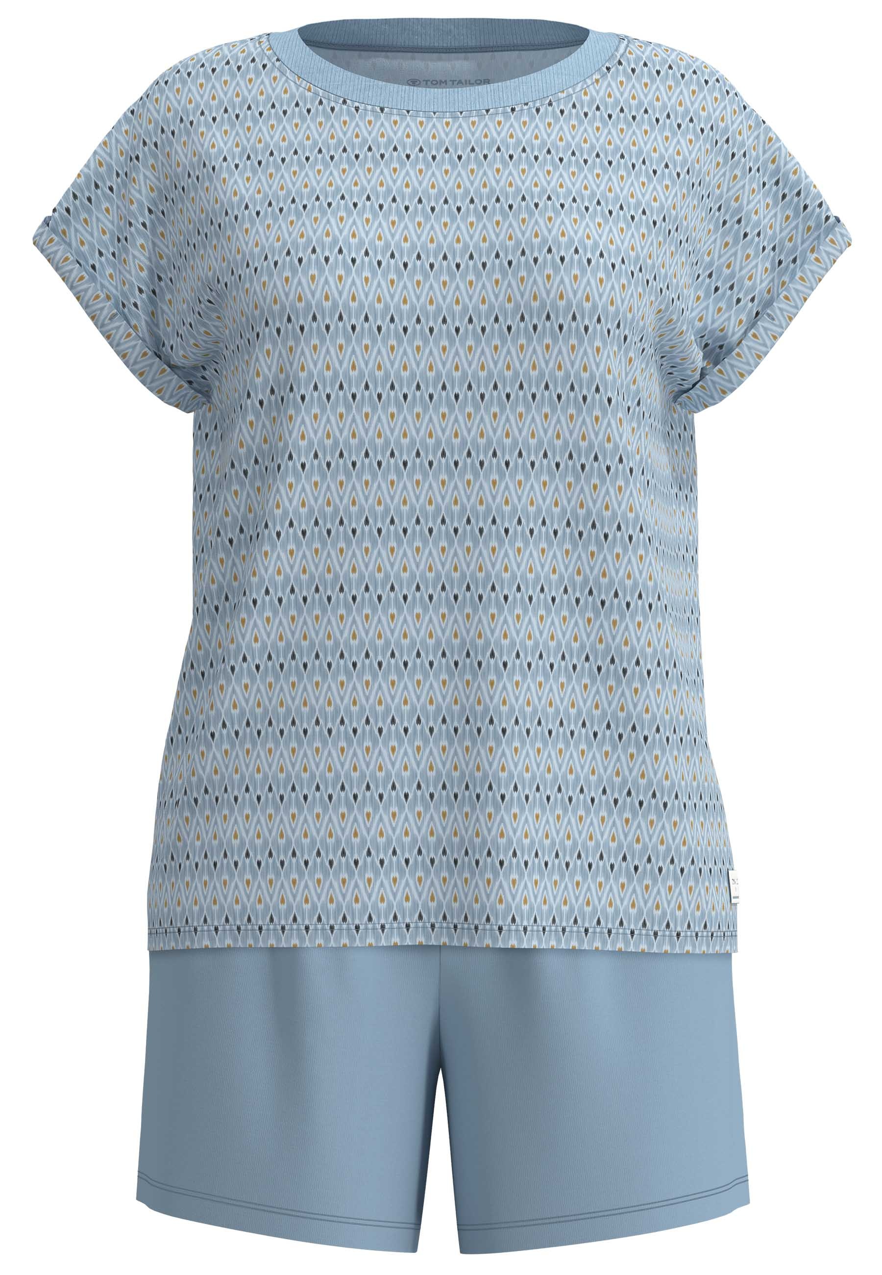 TOM TAILOR Shorty Kurzarm, Rundhalsausschnitt, gestreift, Baumwollmix günstig online kaufen