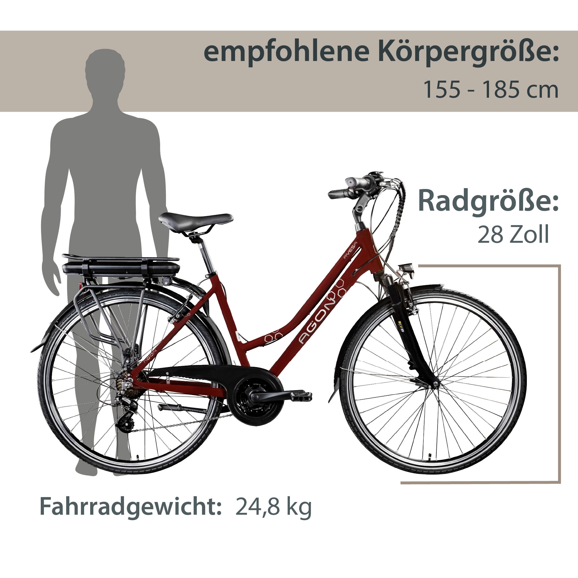 AGON E-Bike »Avesa«, 21 Gang, Heckmotor 250 W, Pedelec, Elektrofahrrad für Damen u. Herren