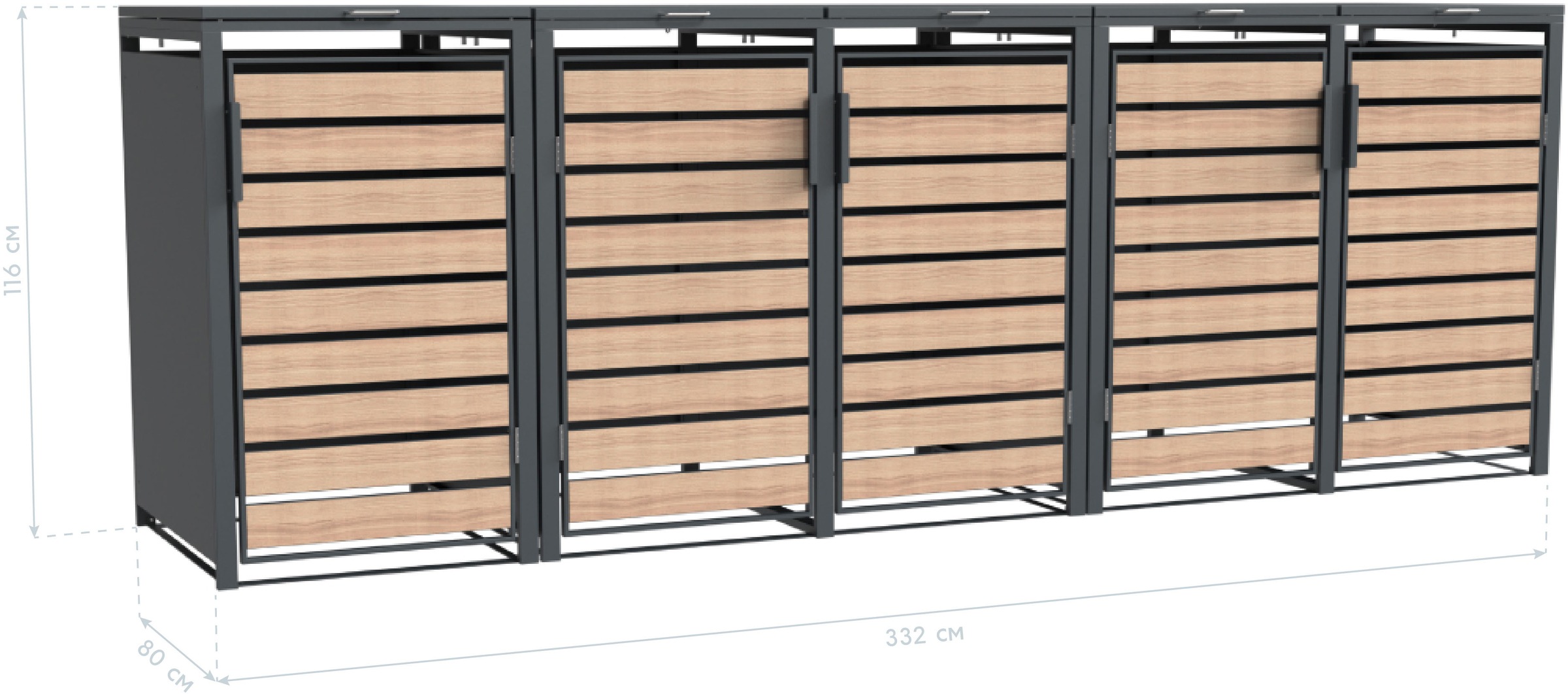 WESTMANN Mülltonnenbox »Lacina«, Platz für 5 Mülltonnen je 240 L, BxHxT: 332x80x116 cm
