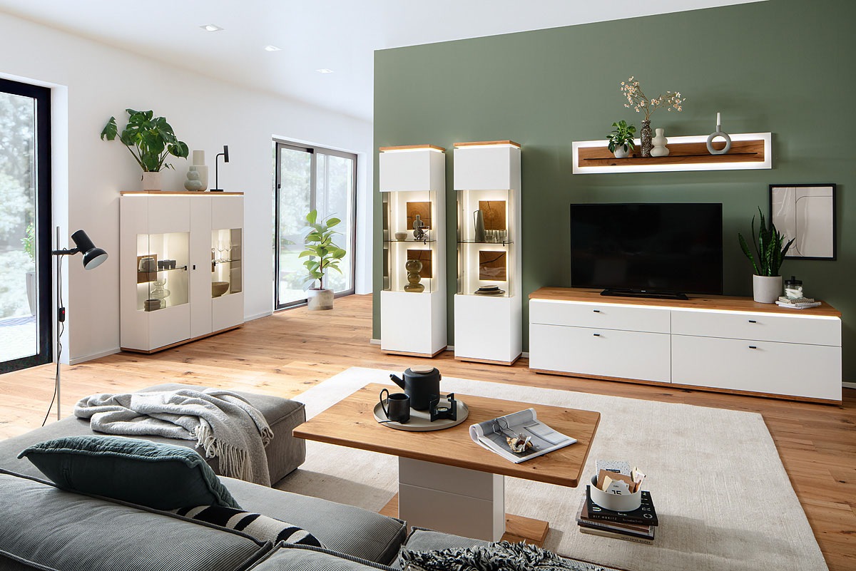 MCA furniture Wandboard »Matadi Wandboard« 1 Stk. tlg. Wandboard, Soft White, Holzabsetzung, Glasablage, Breite 150cm