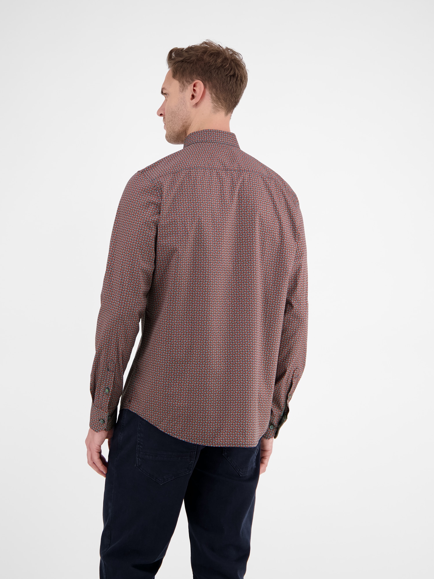 LERROS Langarmhemd »LERROS Poplinhemd mit Stretchanteil, minimal gemustert«