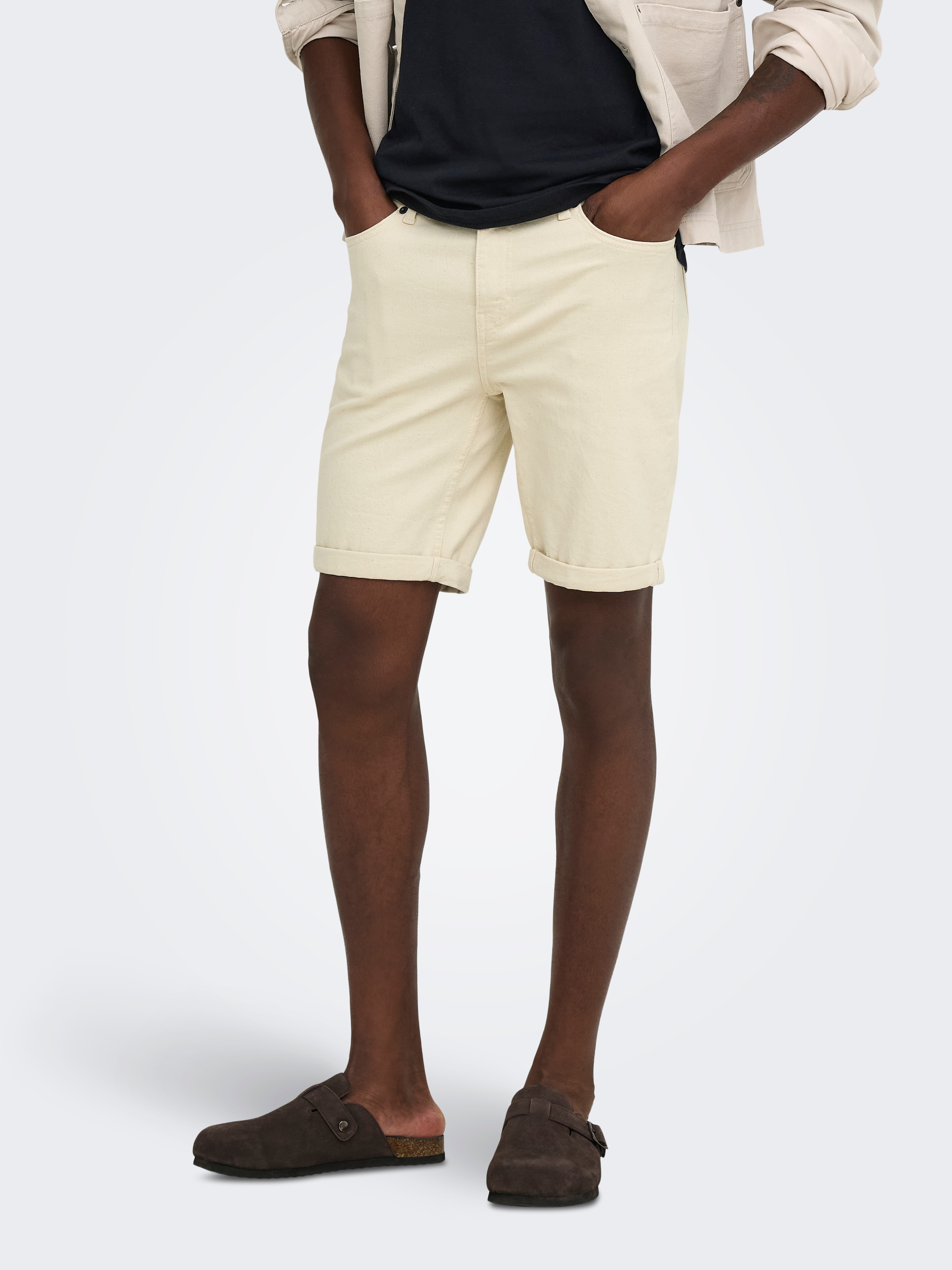 ONLY & SONS Jeansshorts "ONSPLY ECRU 9470 PIM DNM SHORTS NOOS" Baumwollmischung, regular fit