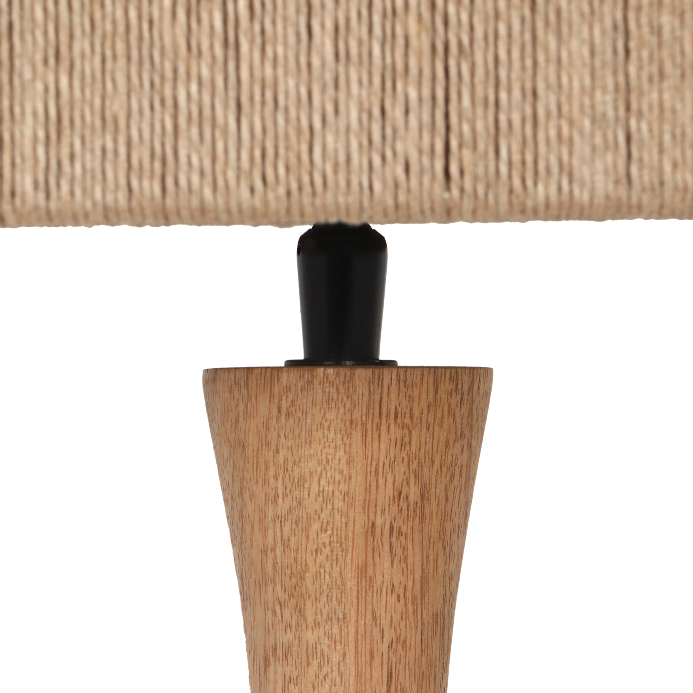 TRIO Leuchten Tischleuchte »TOBA, Massivholz Tischleuchte naturbelassen, mit Jute Lampenschirm« E27 1 Stk. warmweiß - kaltweiß exkl 1x E27 max 10W, Höhe 54 cm Ø 24,5 cm, Schirm Fäden aus Jute Stoff