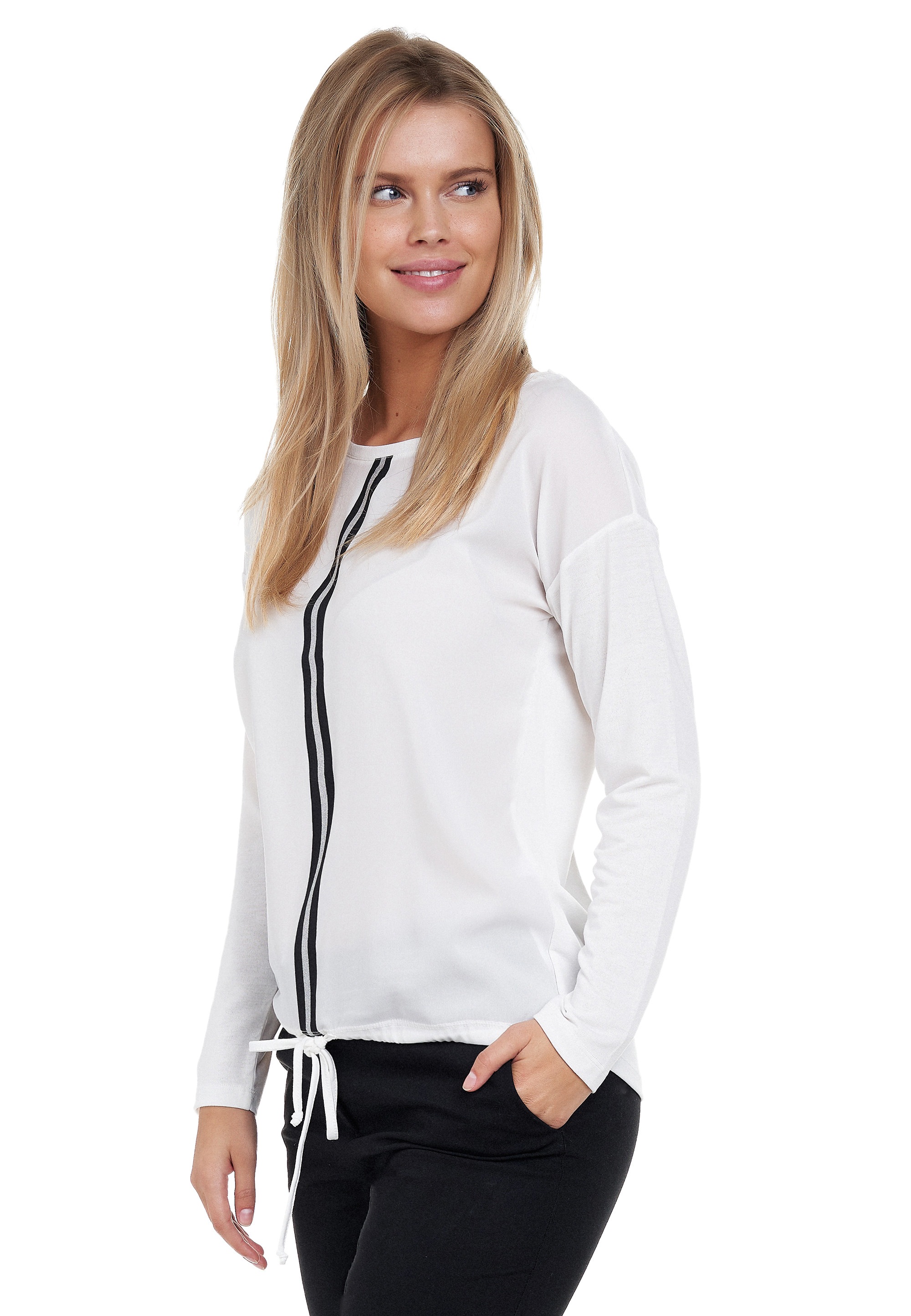 Decay Langarmshirt, mit coolem Glitzerstreifen-Aufdruck