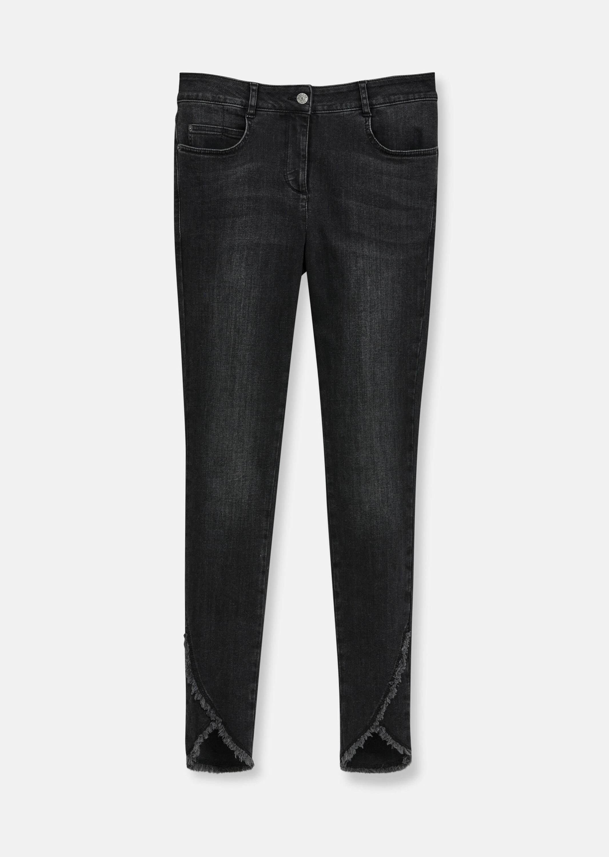 MADELEINE Regular-fit-Jeans »Jeans Verkürzte 5-Pocket-Hose mit Fransen« abgeschrägter Fransensaum
