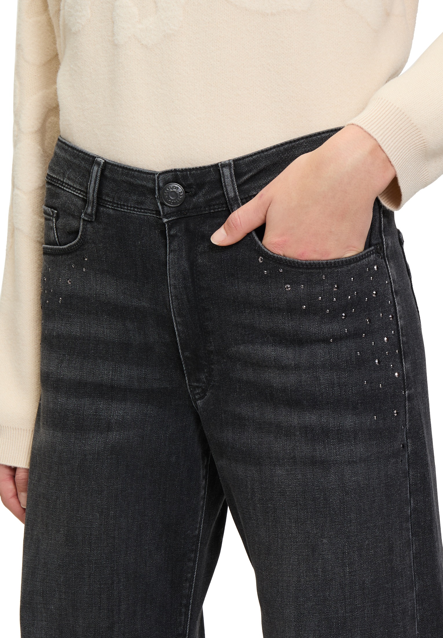 Betty&Co High-waist-Jeans »Betty & Co Damen High Waisted-Jeans mit Strass«