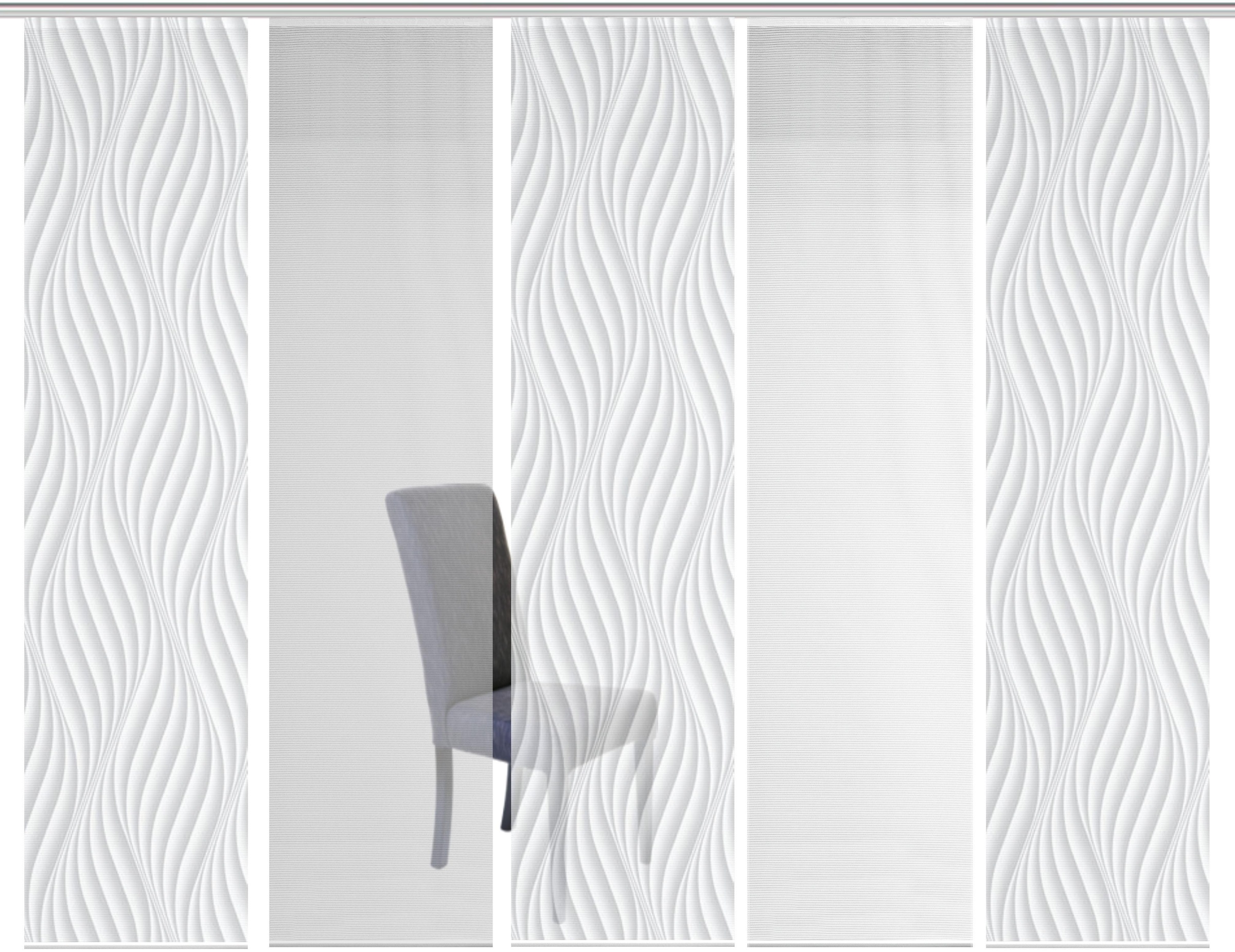 Thumbnail - Vision S Schiebegardine "5ER SET WAVE" Paneelwagen 5 Stk. tlg. HxB: 260x60, Schiebevorhang 5er Set Digitaldruck