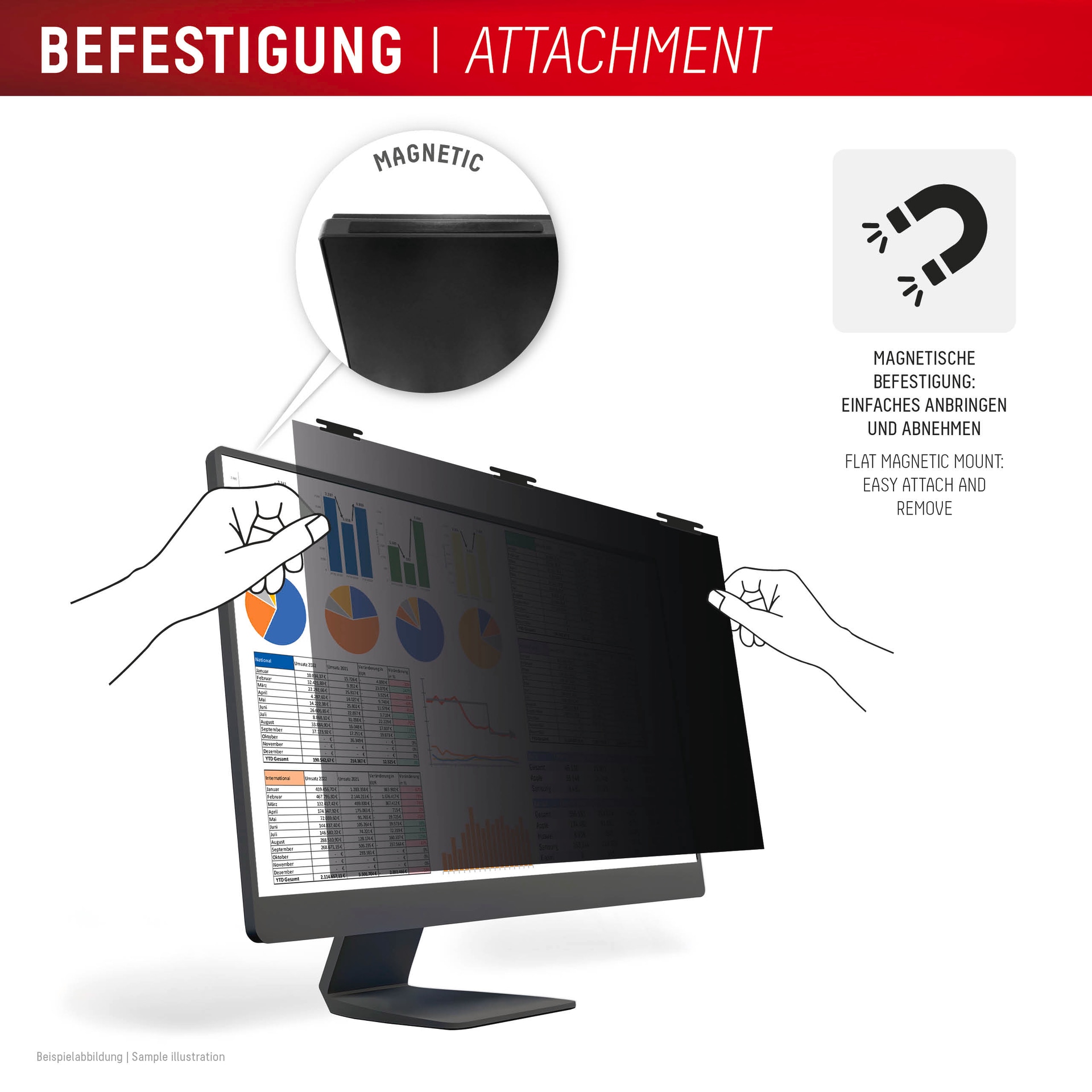 Displex Displayschutzfolie »Privacy Safe Blickschutzfilter«, für Universell für Monitore mit 21,5 (16:9), Blickschutzfolie, Schutzfolie, Bildschirmschutz, kratz- & stoßfest