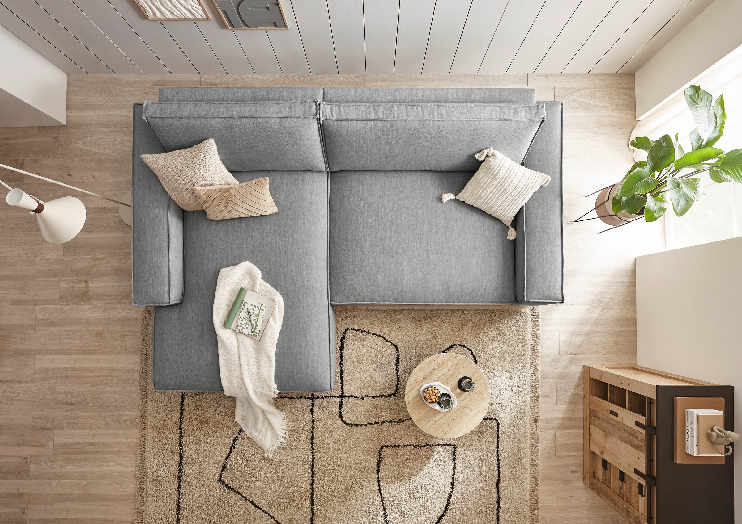 Home affaire Ecksofa »NEU: SHERWOODL XXL 284, Big-Sofa L-Form, tiefe Sitzfläche 95 cm, Cord,«, Leinenoptik, Recamiere rechts/links, auch als Schlafsofa stellbar