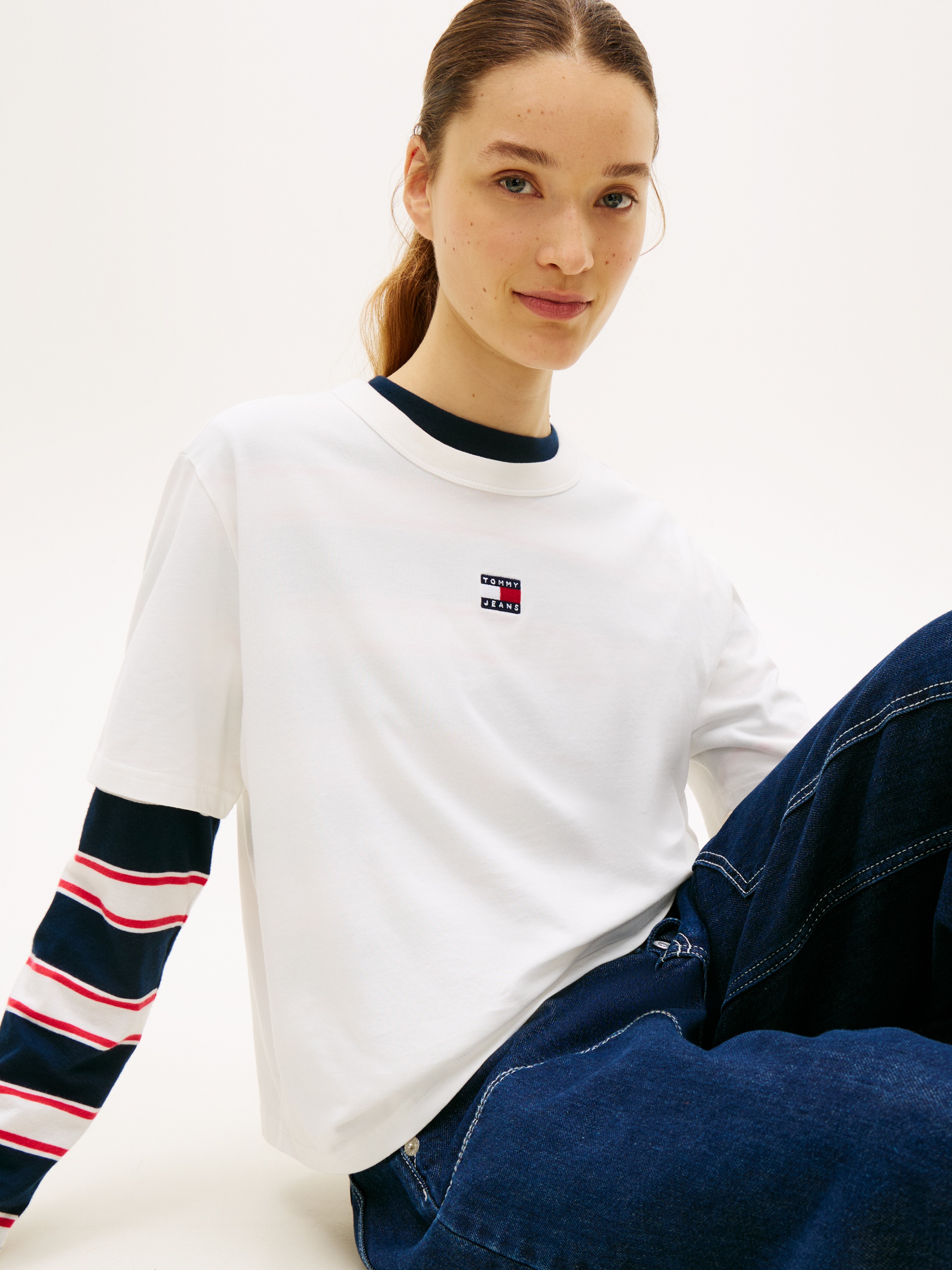 Tommy Jeans Kurzarmshirt »TJW BXY BADGE TEE EXT« Baumwolle, Boxy Fit