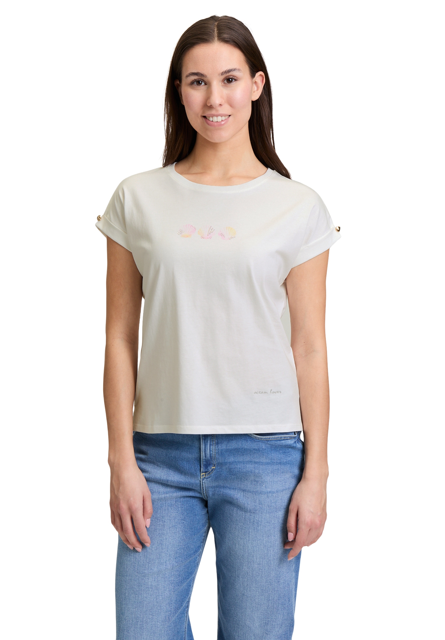 Cartoon Kurzarmshirt "Cartoon Damen Printshirt mit Ärmelaufschlag", (1 tlg. günstig online kaufen
