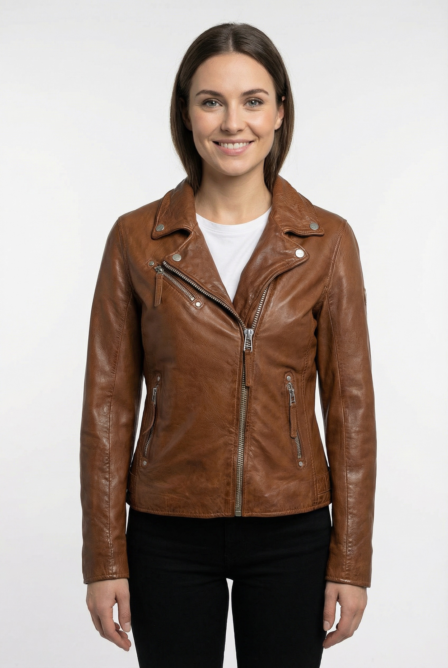 Mauritius Lederjacke "MWPaige" im Biker-Style asymetrischem Reißverschluss, günstig online kaufen