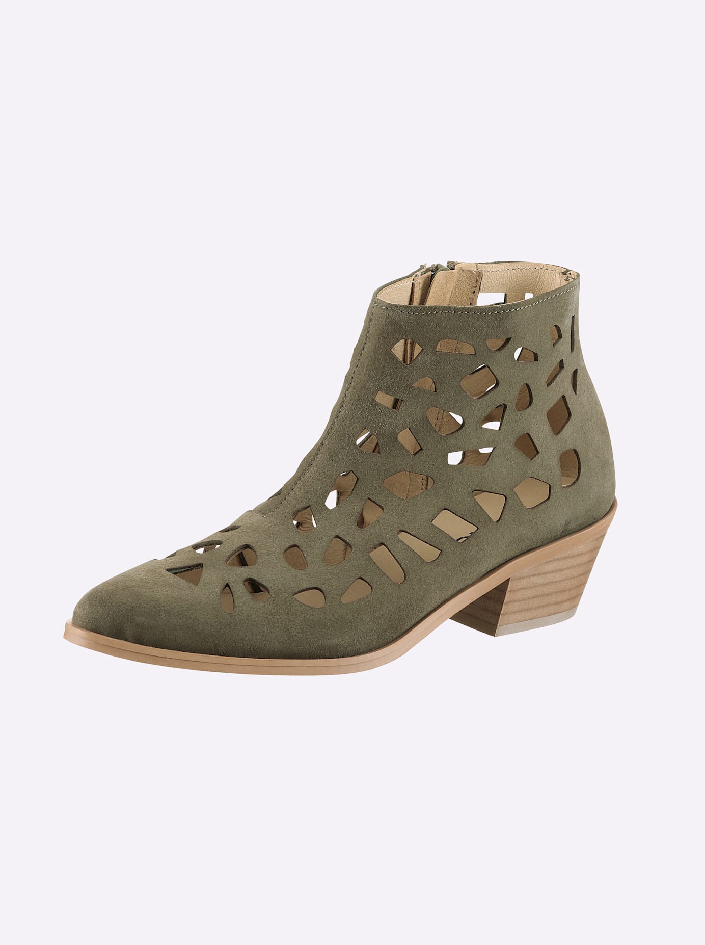 Heine Ankle Boots Women's Khaki Leather Size 36