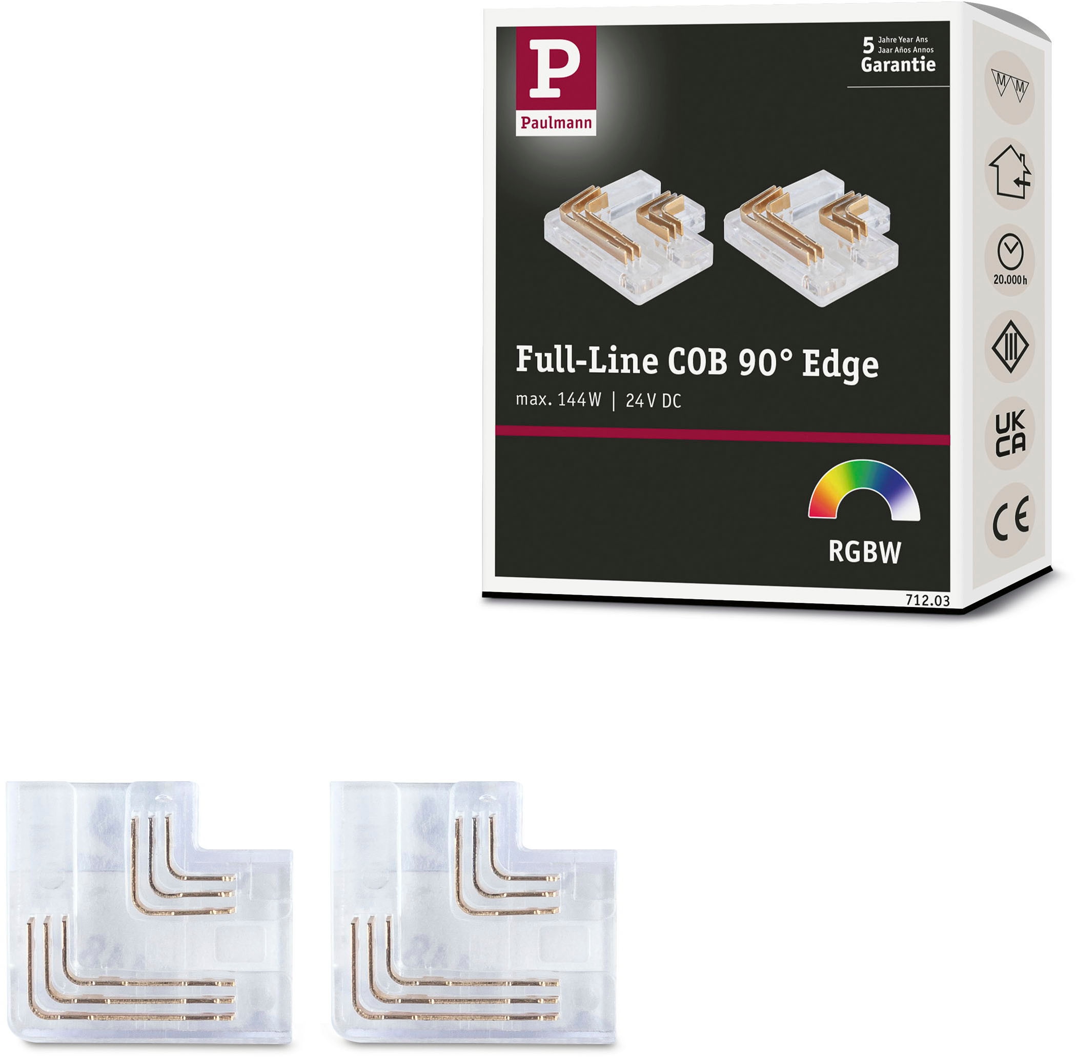 PAULMANN Kabelverbinder-Sortiment "MaxLED LED Strip Full-Line COB Edge 0,02m max. 144W RGBW", B:21mm H:3,6mm, silber, Kabelverbinder, Farbwechsler,