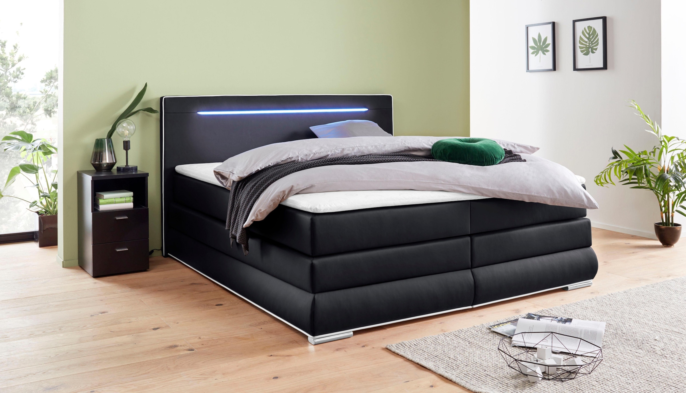 COLLECTION AB Boxspringbett, inkl. Bettkasten, LED-Beleuchtung und Topper