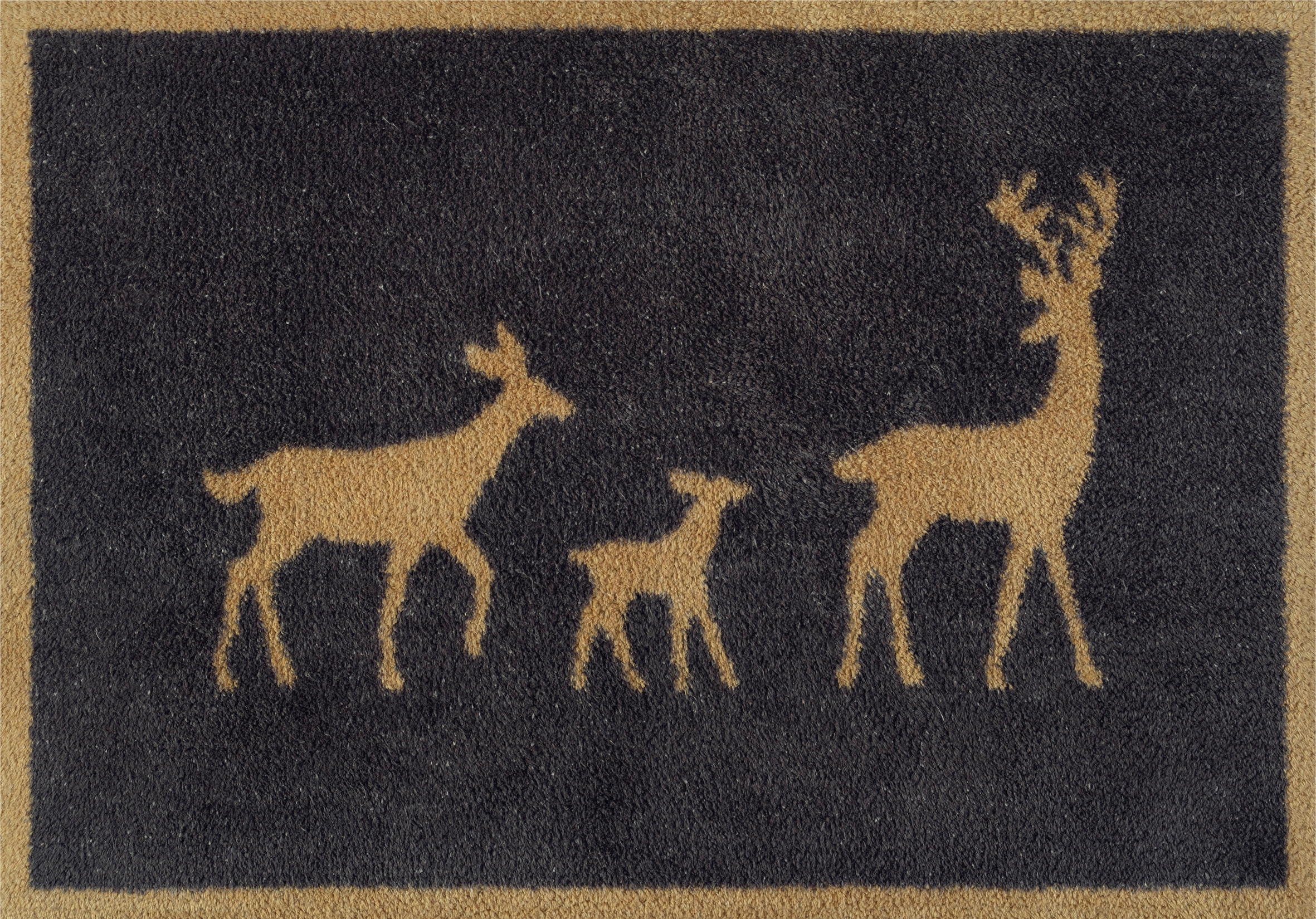 Turtle Mat Fußmatte "Deer Family Gold" rechteckig 9 mm Höhe waschbar und tr günstig online kaufen