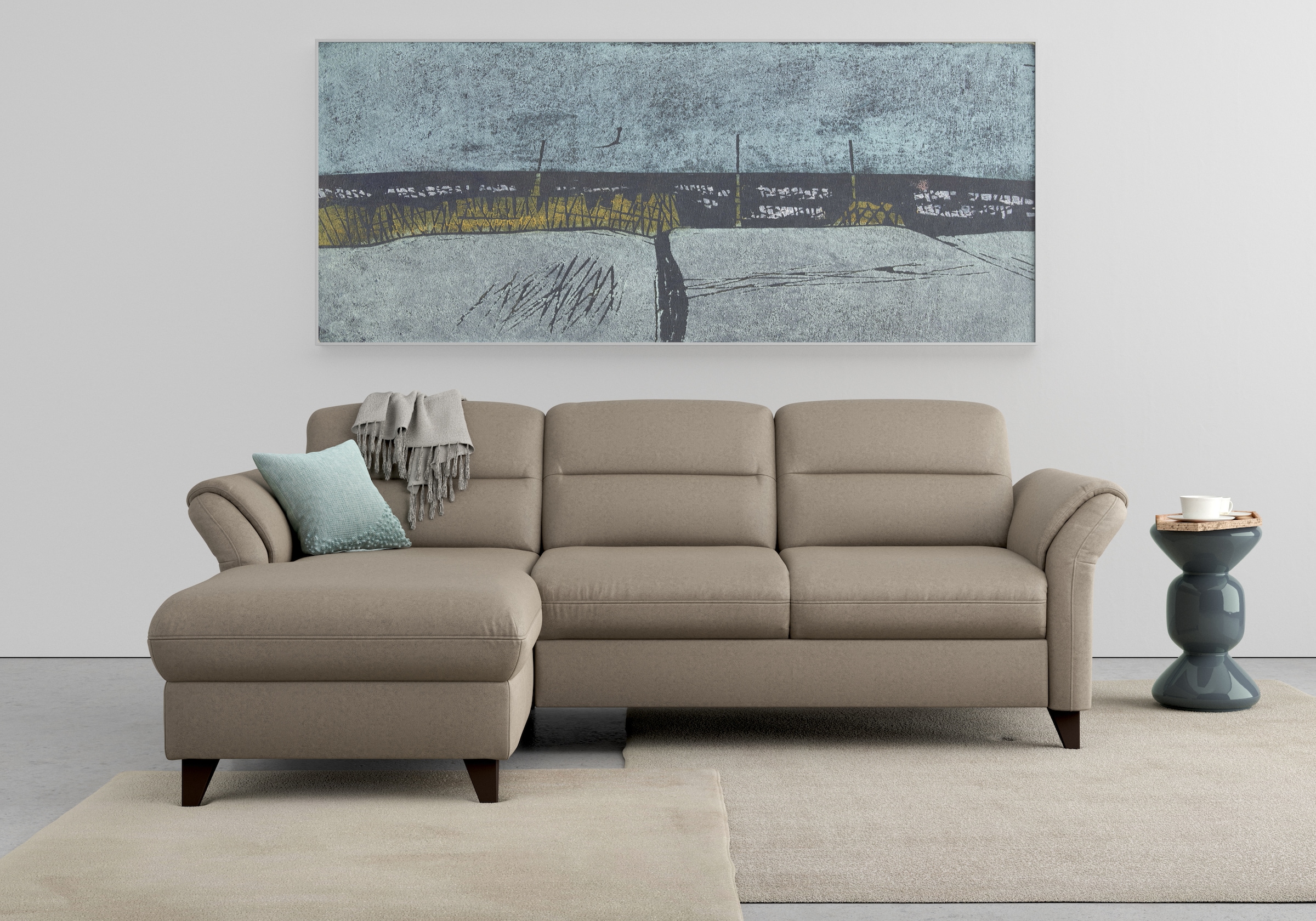 sit&more Ecksofa »Mellum L-Form«, Federkern, wahlweise mit Bettfunktion, Bettkasten und Armteilfunktion