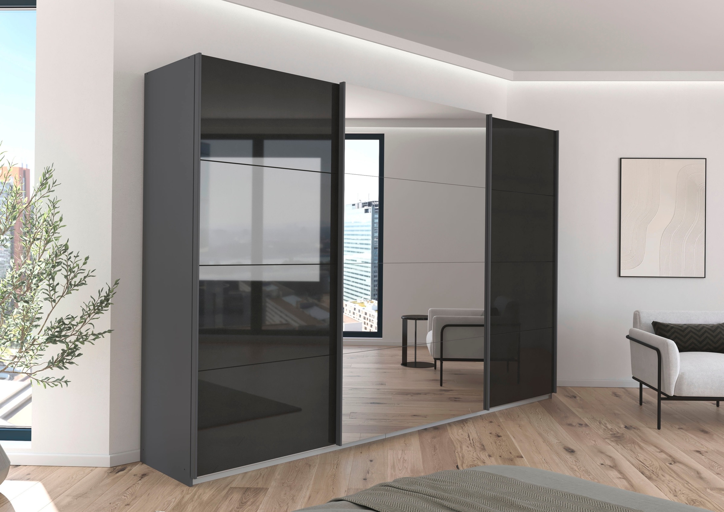 rauch Schwebetürenschrank »Kleiderschrank Schrank OTTO´S CHOICE Garderobe AGORDO«, (in zwei Griff-Farben), Top Innenausstattung, in 4 Breiten und 2 Höhen MADE IN GERMANY