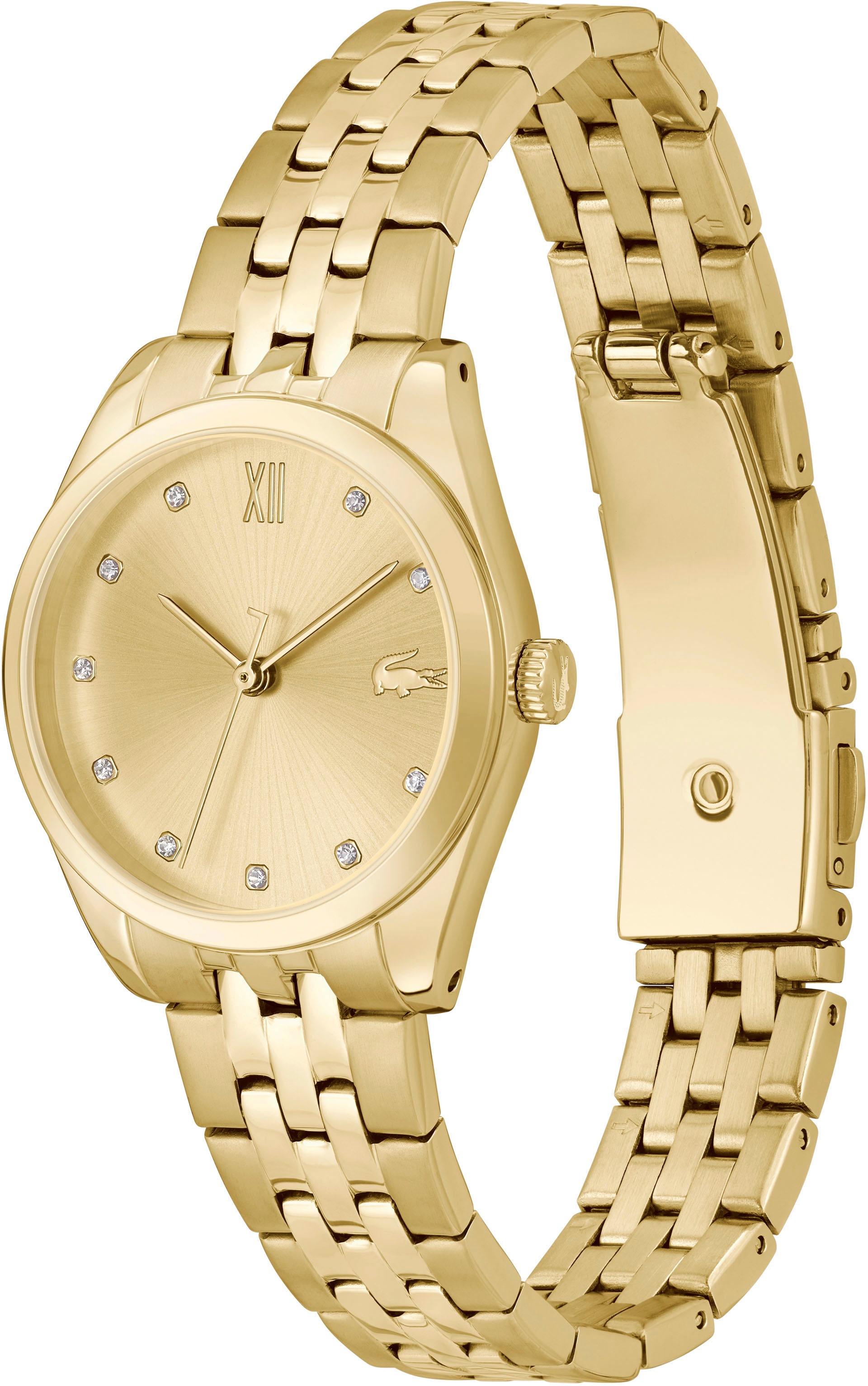 Lacoste Quarzuhr »TUILERIE«, Armbanduhr, Damenuhr, Glaskristalle, Edelstahlarmband, analog