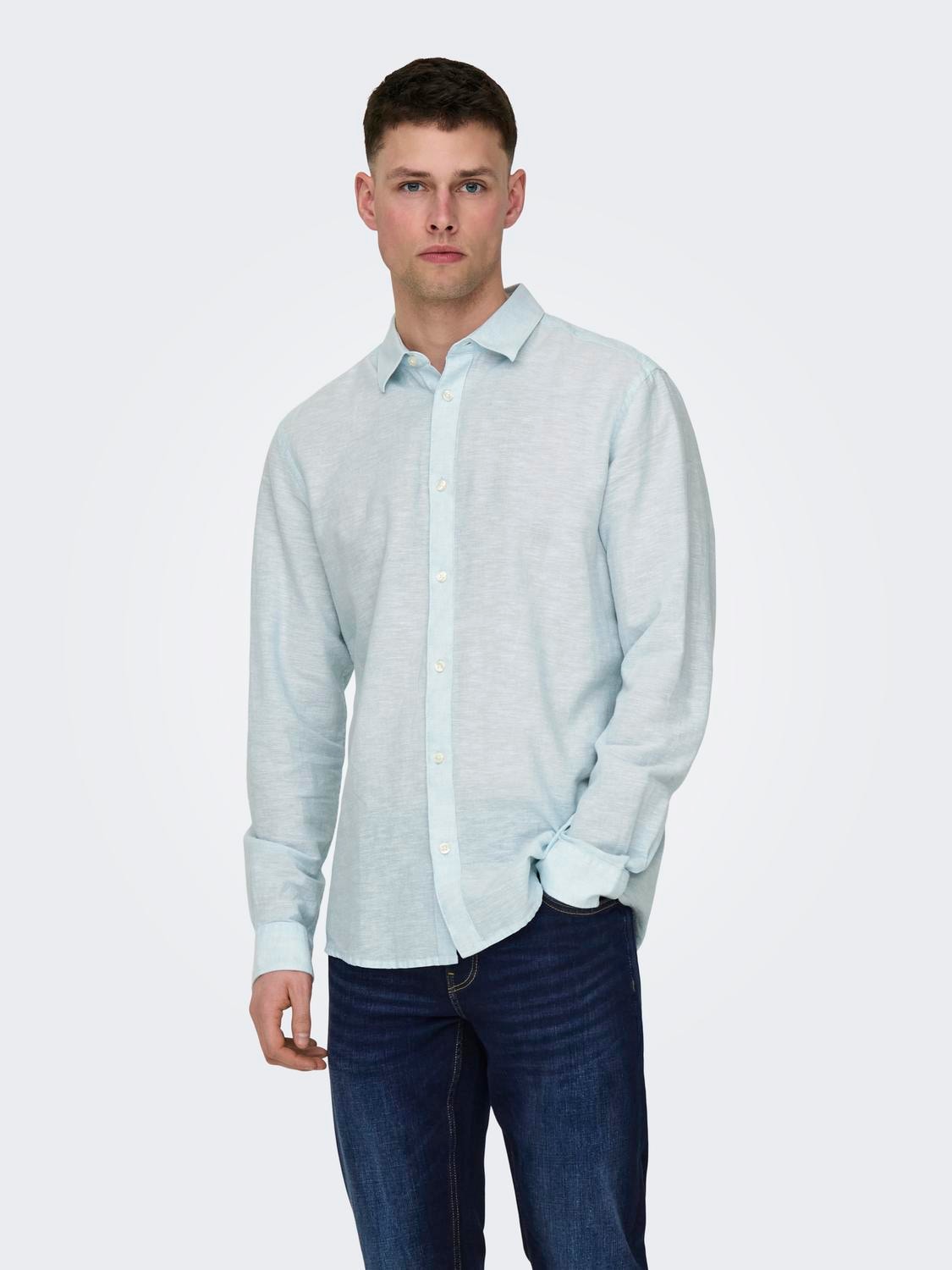 ONLY & SONS Langarmhemd "ONSCAIDEN LS SOLID LINEN SHIRT NOOS" Baumwollmisch günstig online kaufen